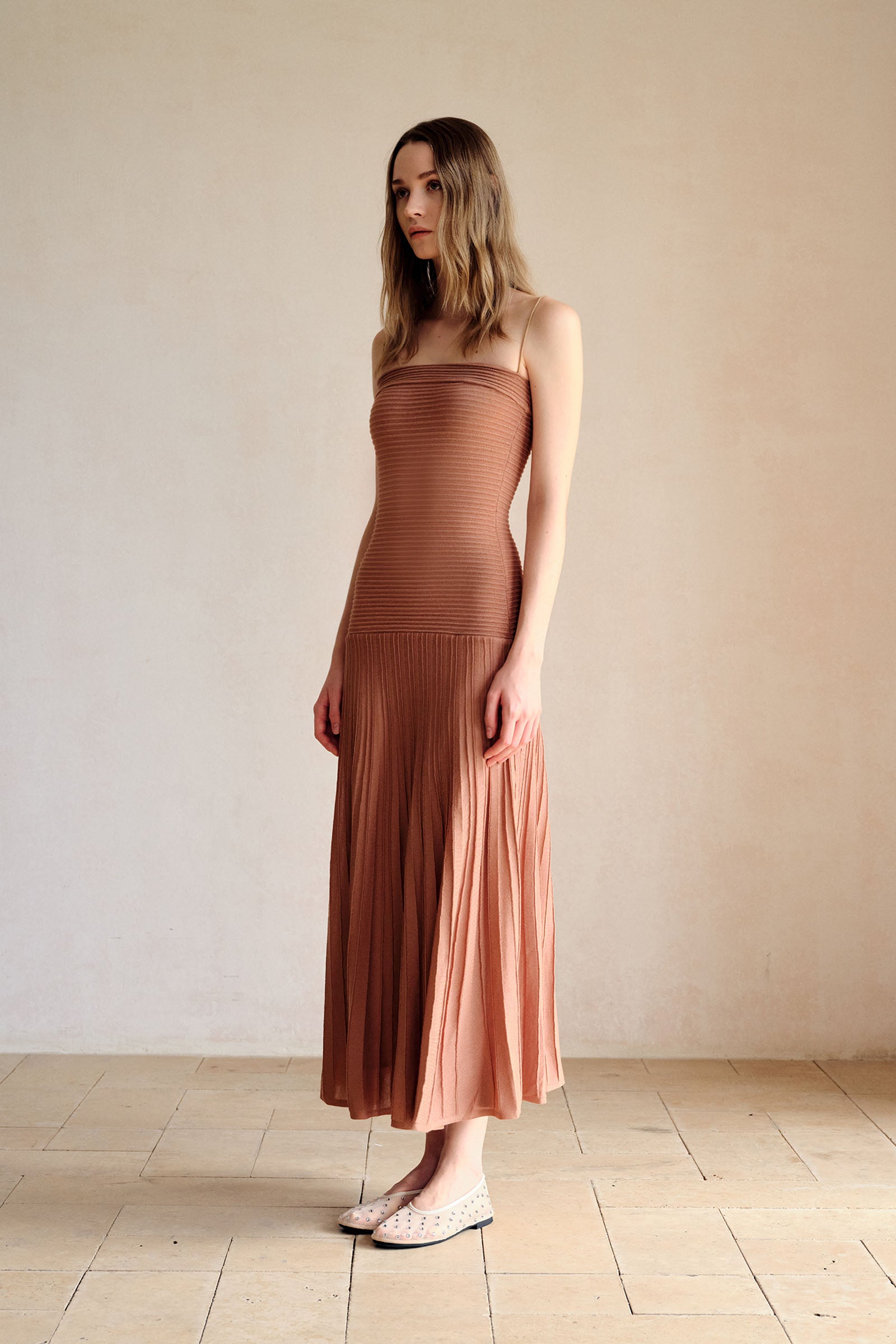 Phyllo Midi Knit Dress (Chesnut)
