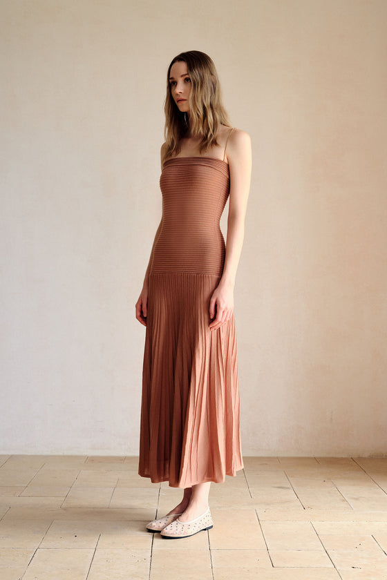 Phyllo Midi Knit Dress (Chesnut)