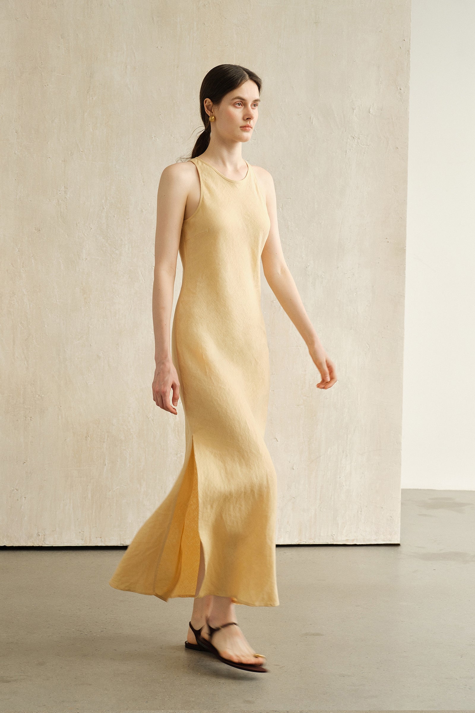 Yarra Linen Dress (Soft Butter)