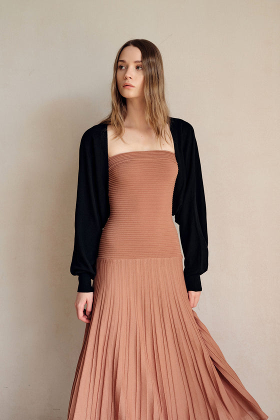 Beth Cropped Knit Overlay (Black)