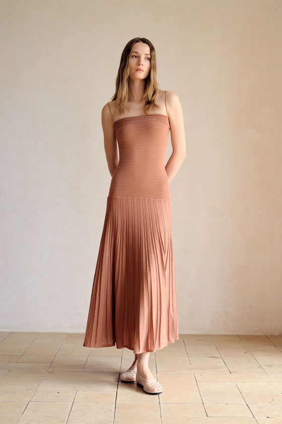 Phyllo Midi Knit Dress (Chesnut)