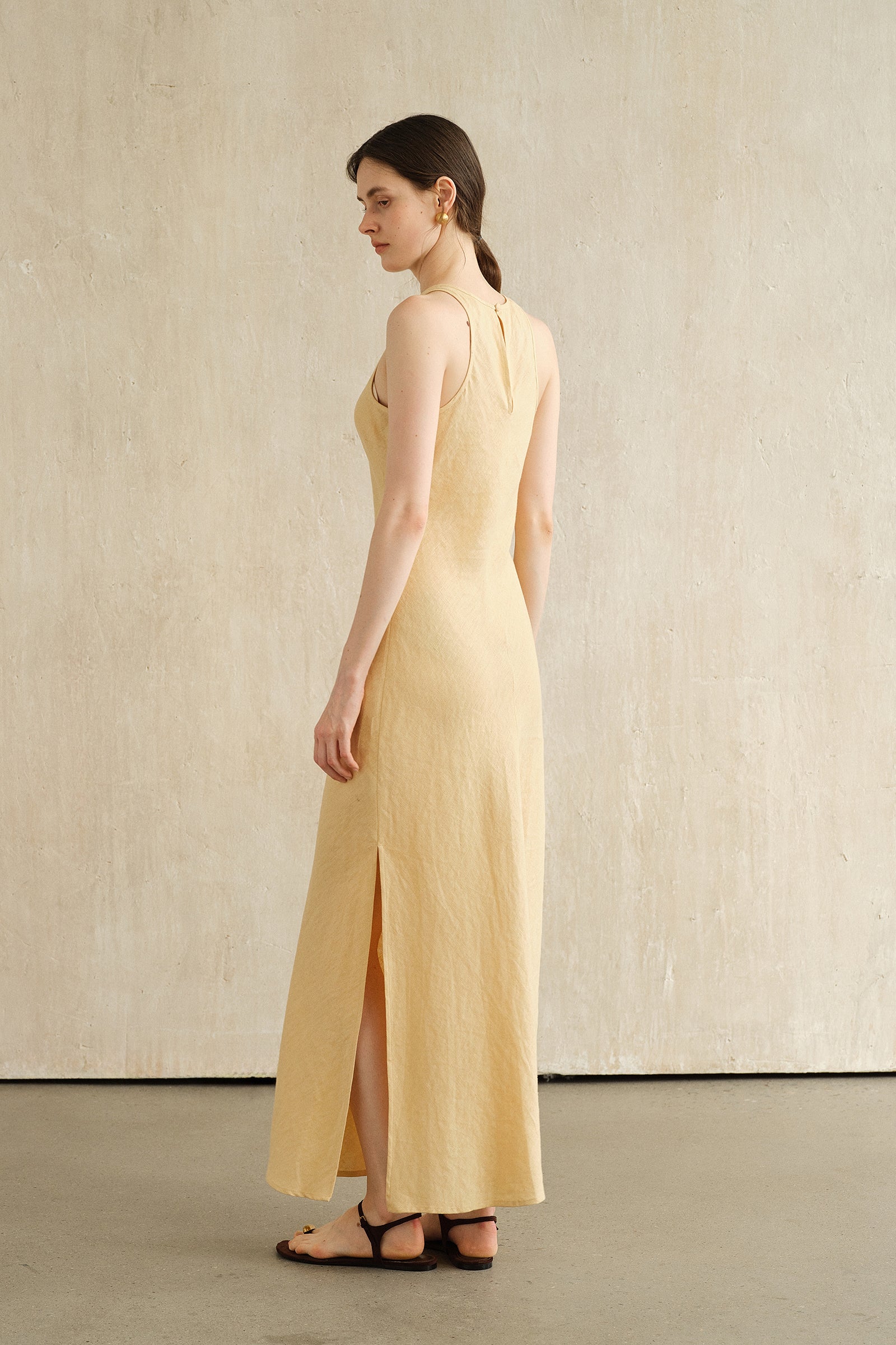 Yarra Linen Dress (Soft Butter)