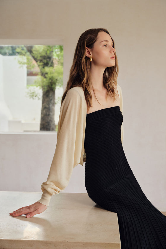 Phyllo Midi Knit Dress (Black)