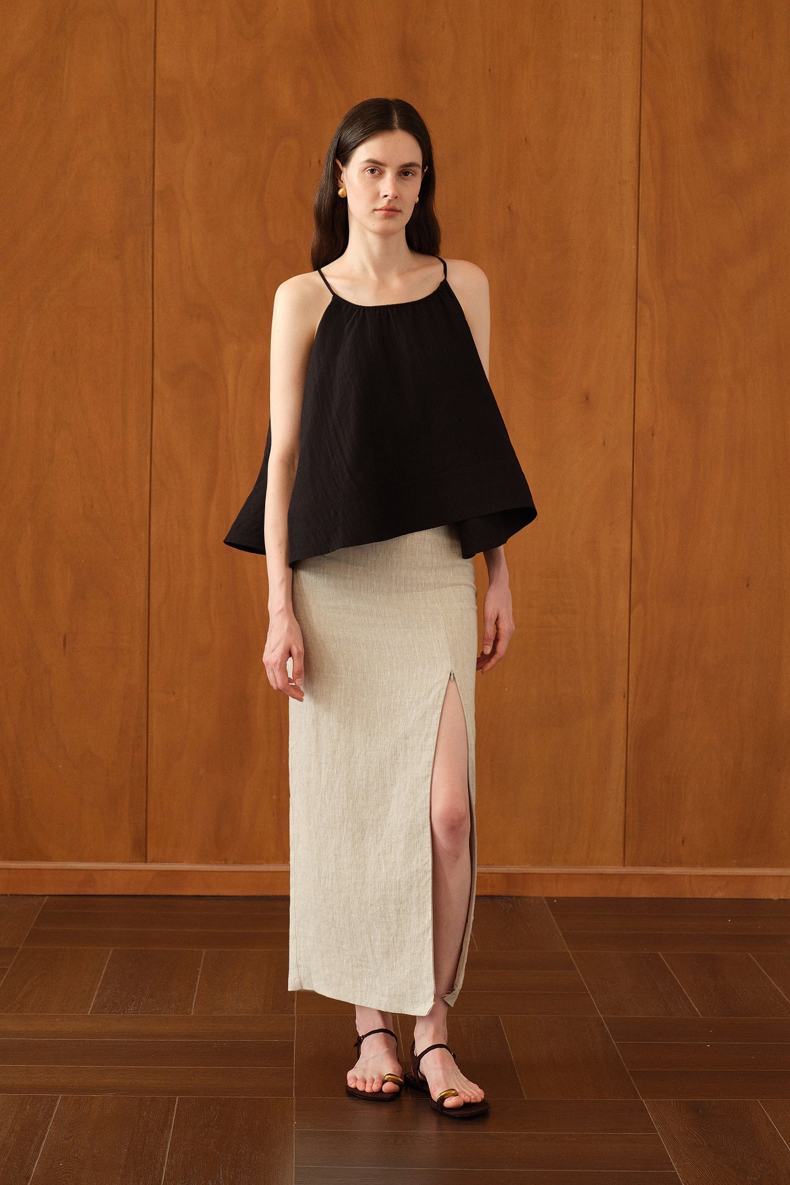 Mara Linen Midi Skirt (Natural Linen)