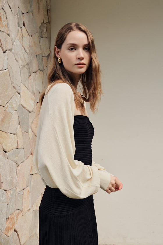 Beth Cropped Knit Overlay (Curd)