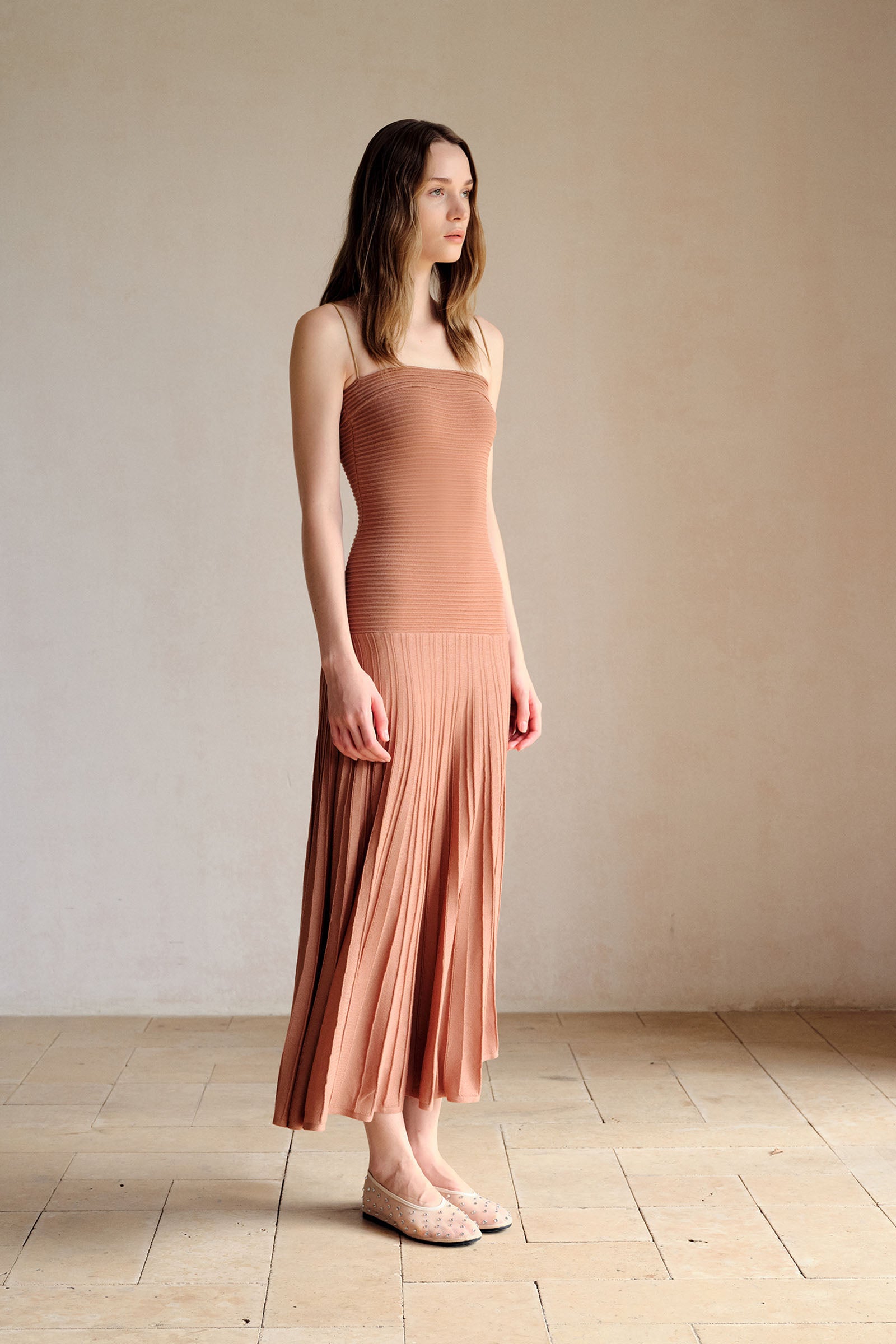 Phyllo Midi Knit Dress (Chesnut)
