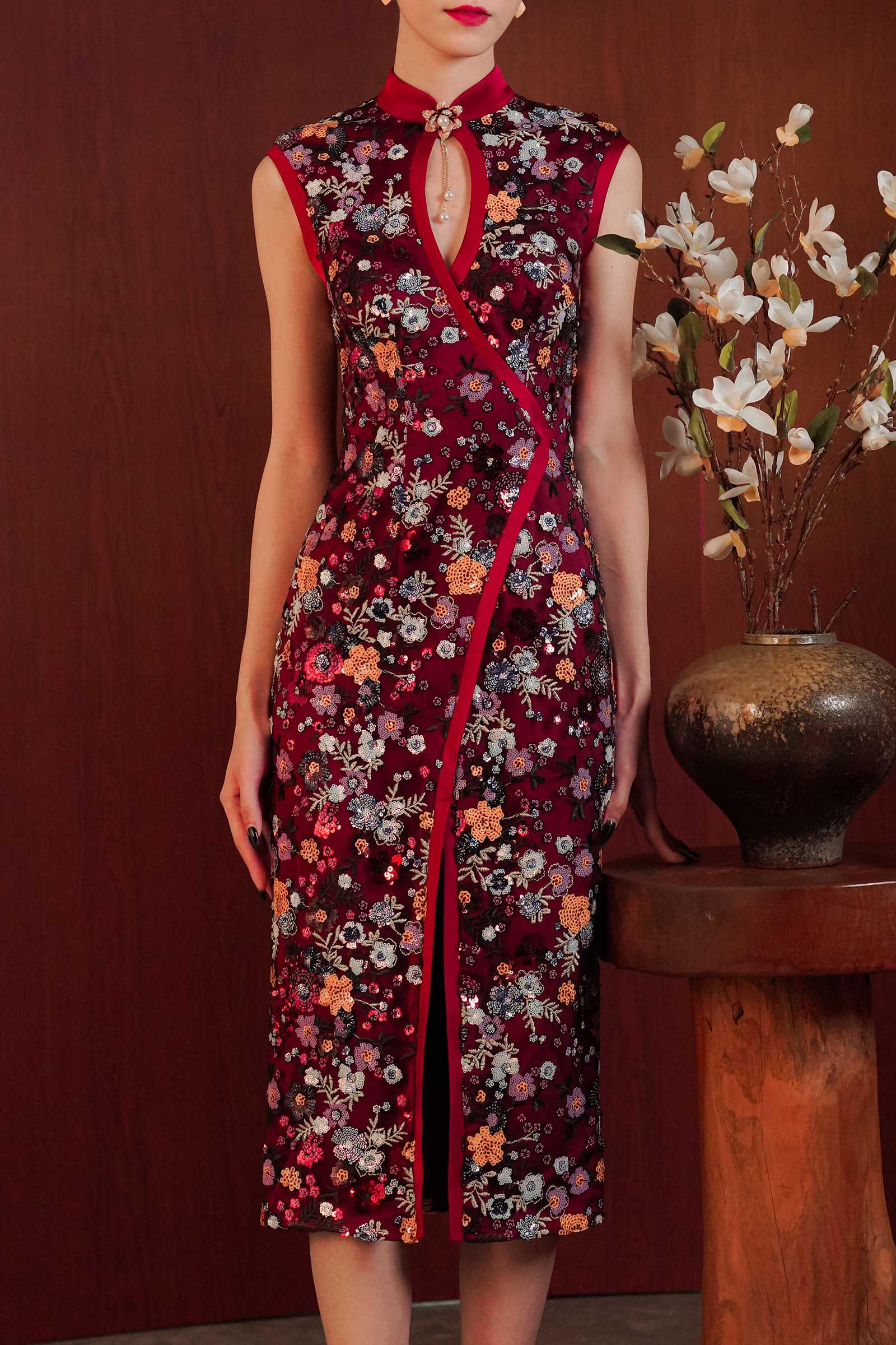 BACKORDER Qing Qipao (Maroon)