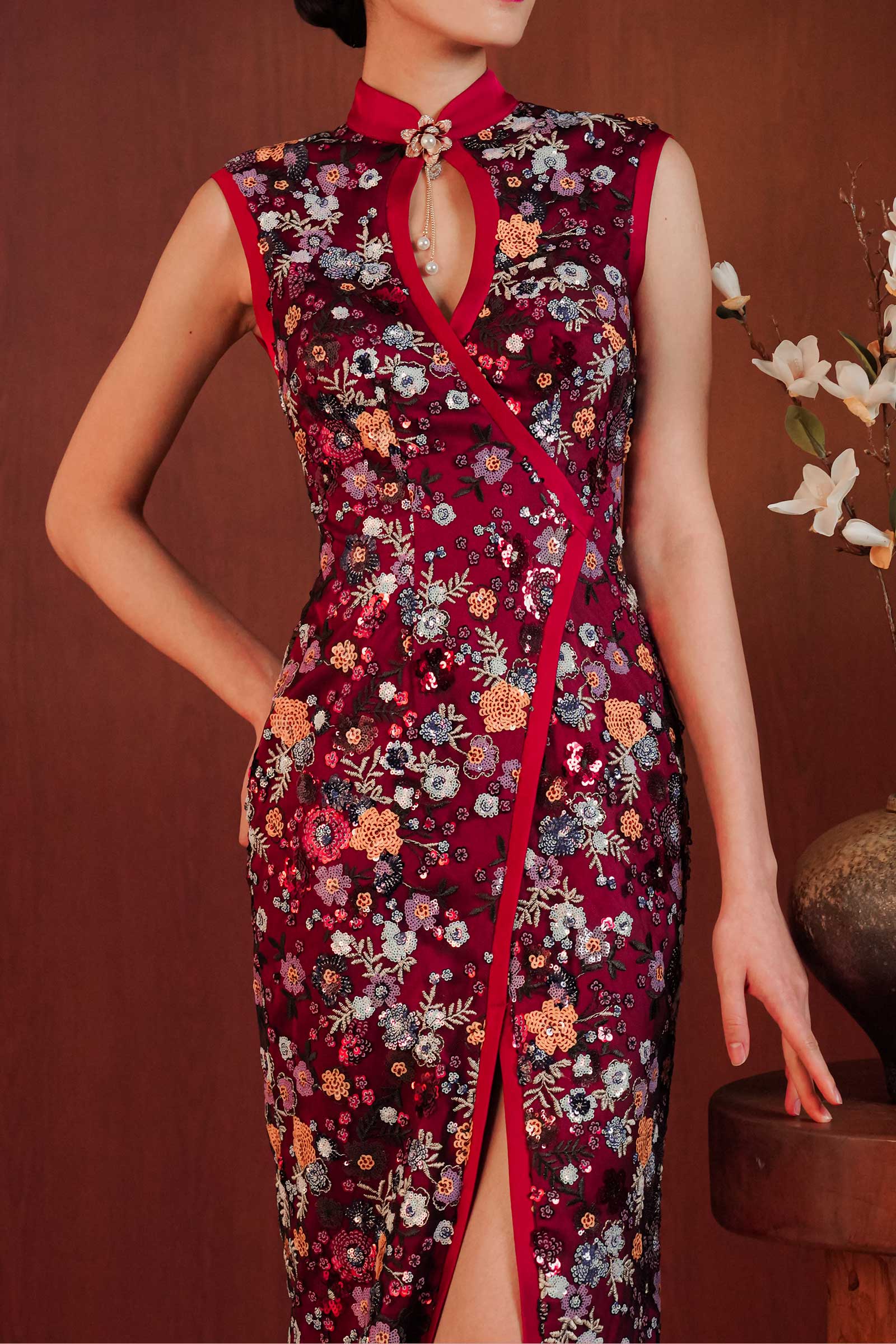 BACKORDER Qing Qipao (Maroon)