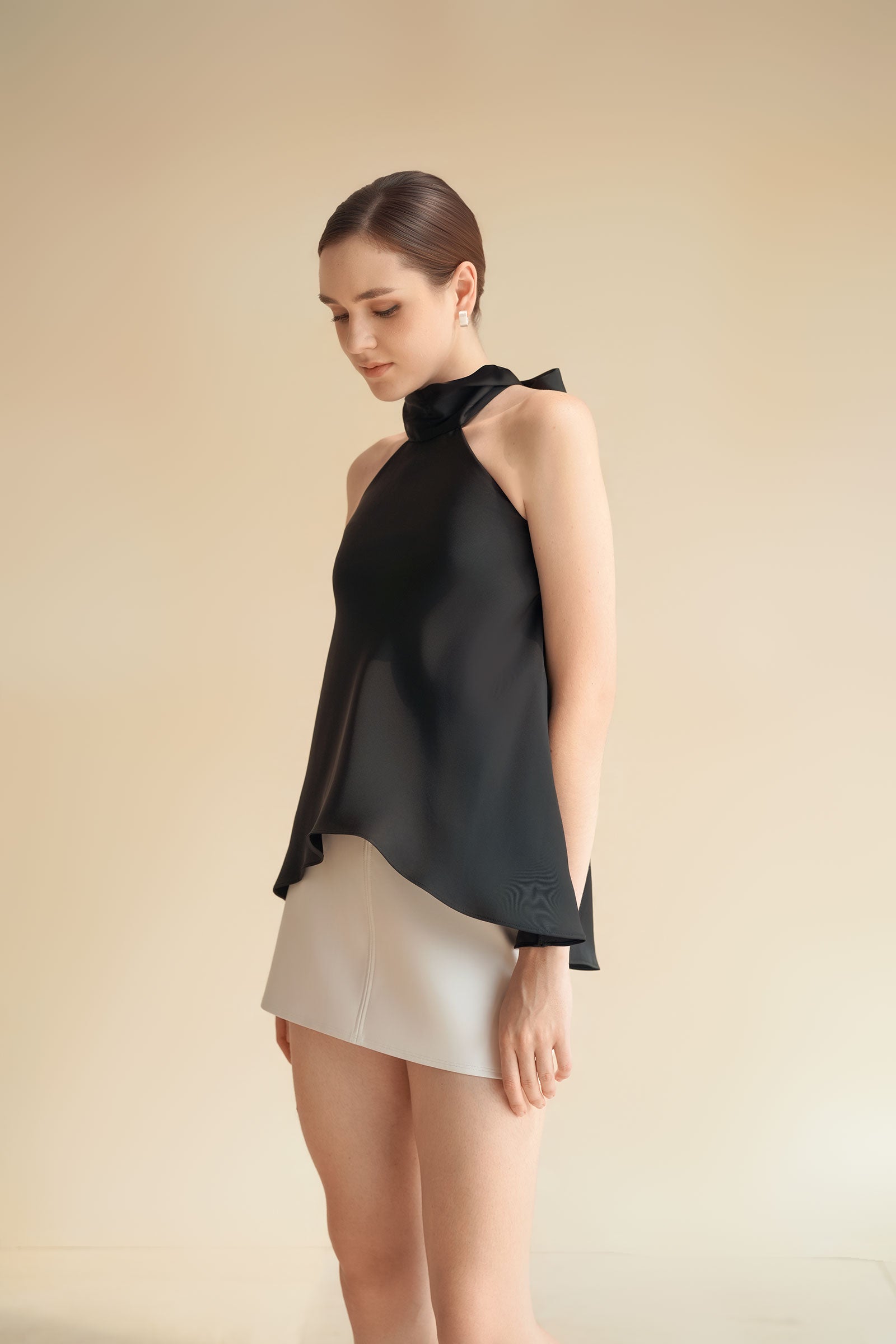 Evean Silk Satin Top (Black)