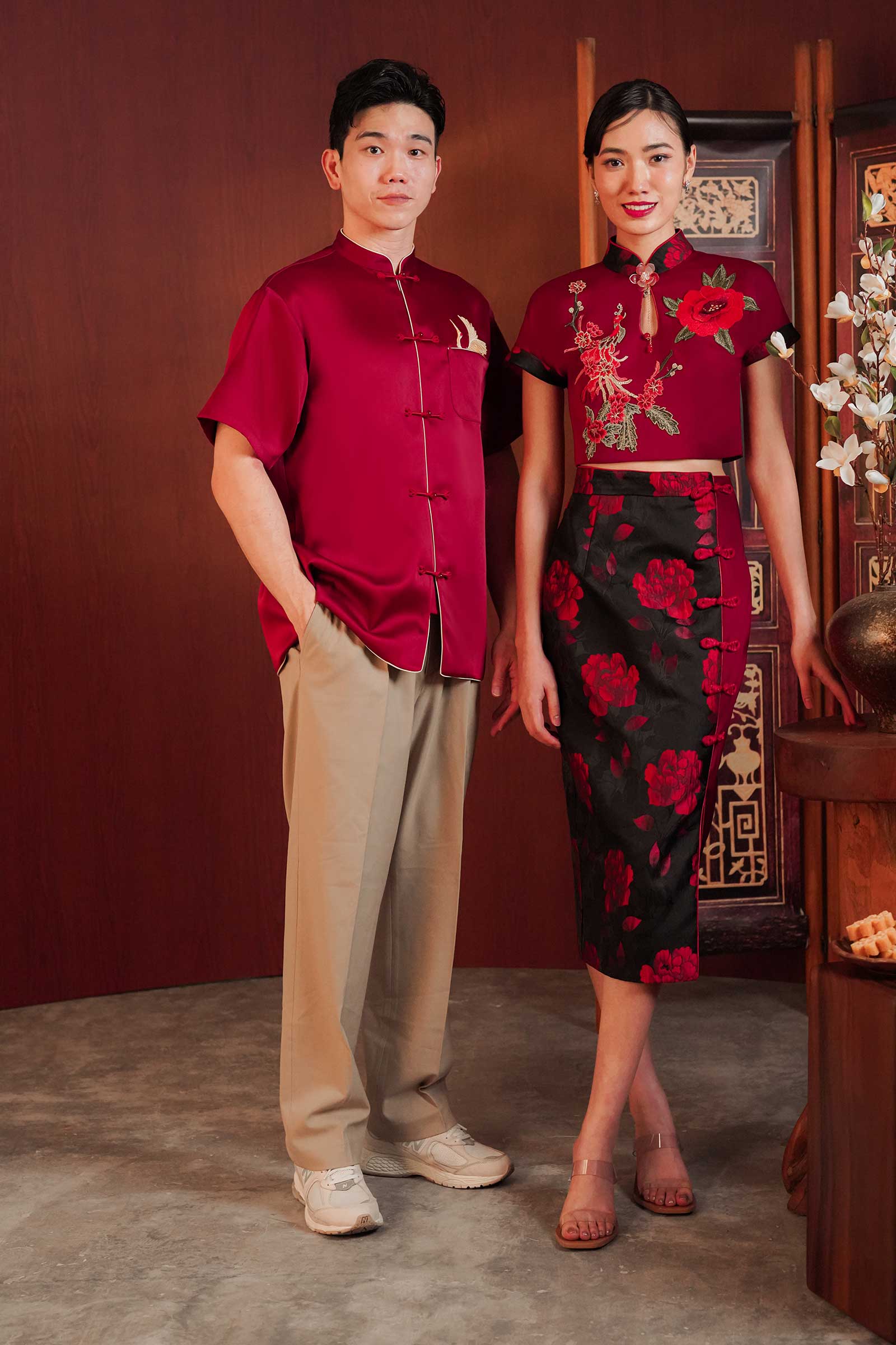 Ai Qipao Set (Maroon)