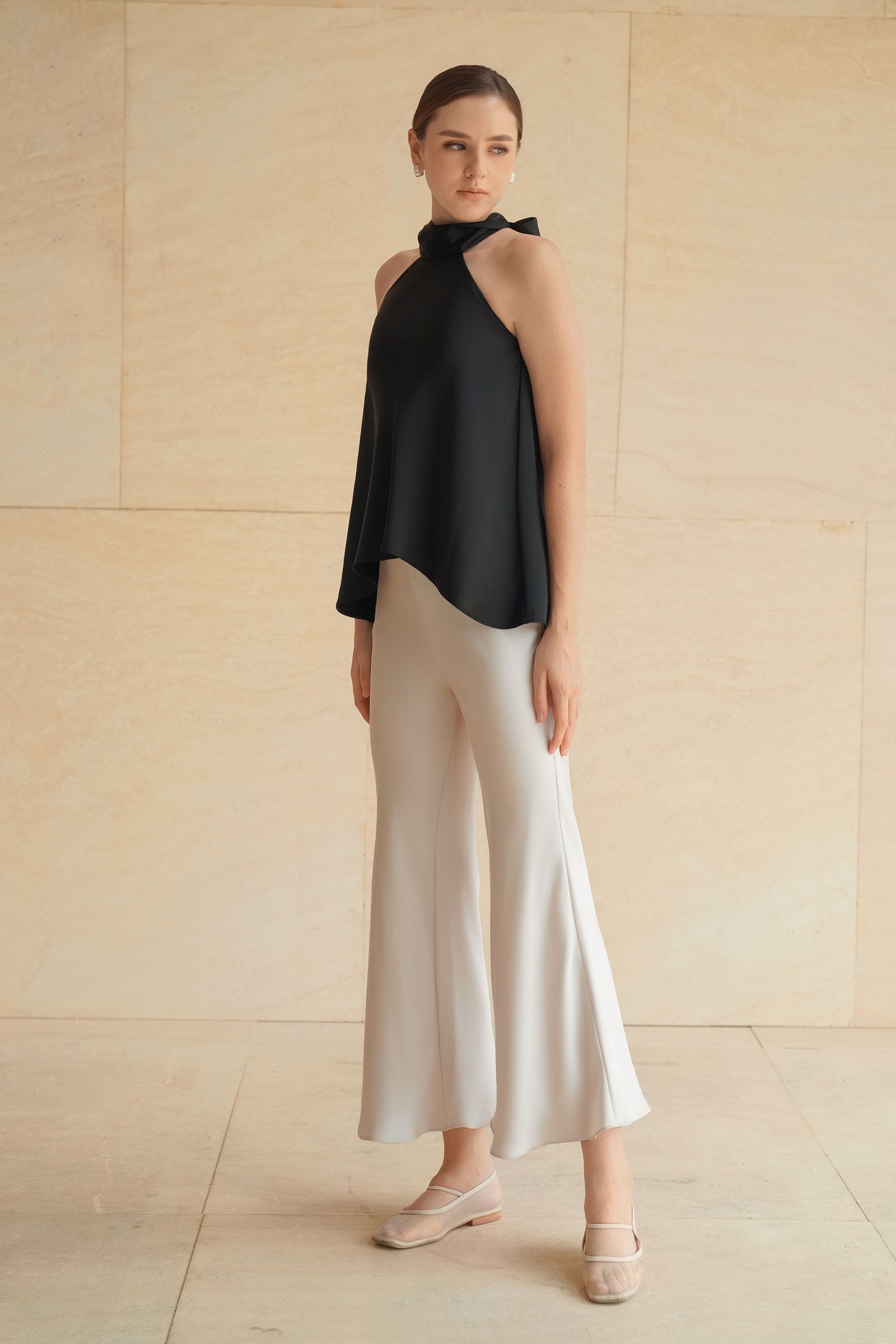Evean Silk Satin Pants (Champagne)
