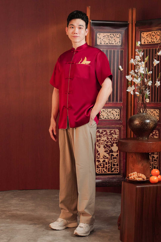 Yichen Men Shirt (Maroon)
