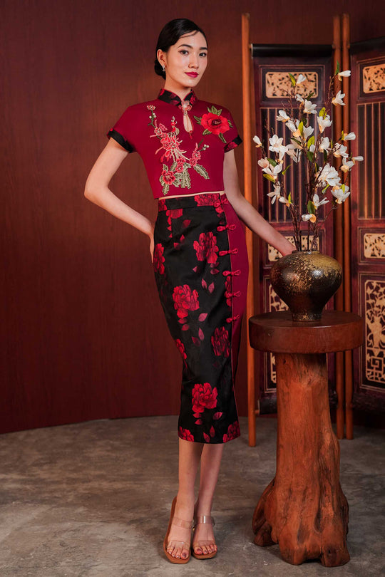 Ai Qipao Skirt Only (Maroon)