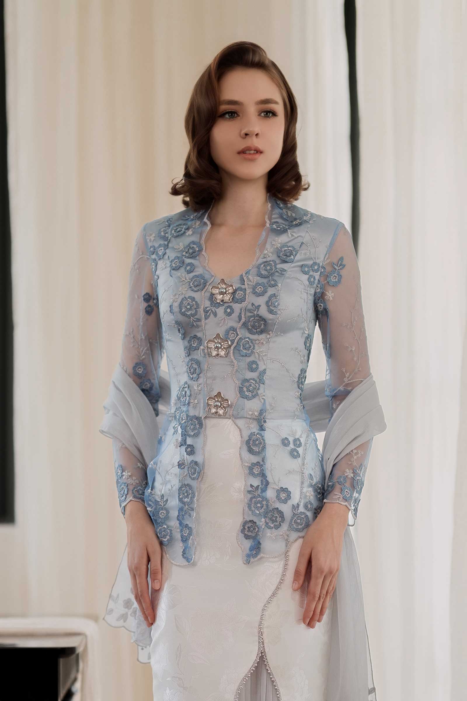 Mawar Kebaya Top (Blue)