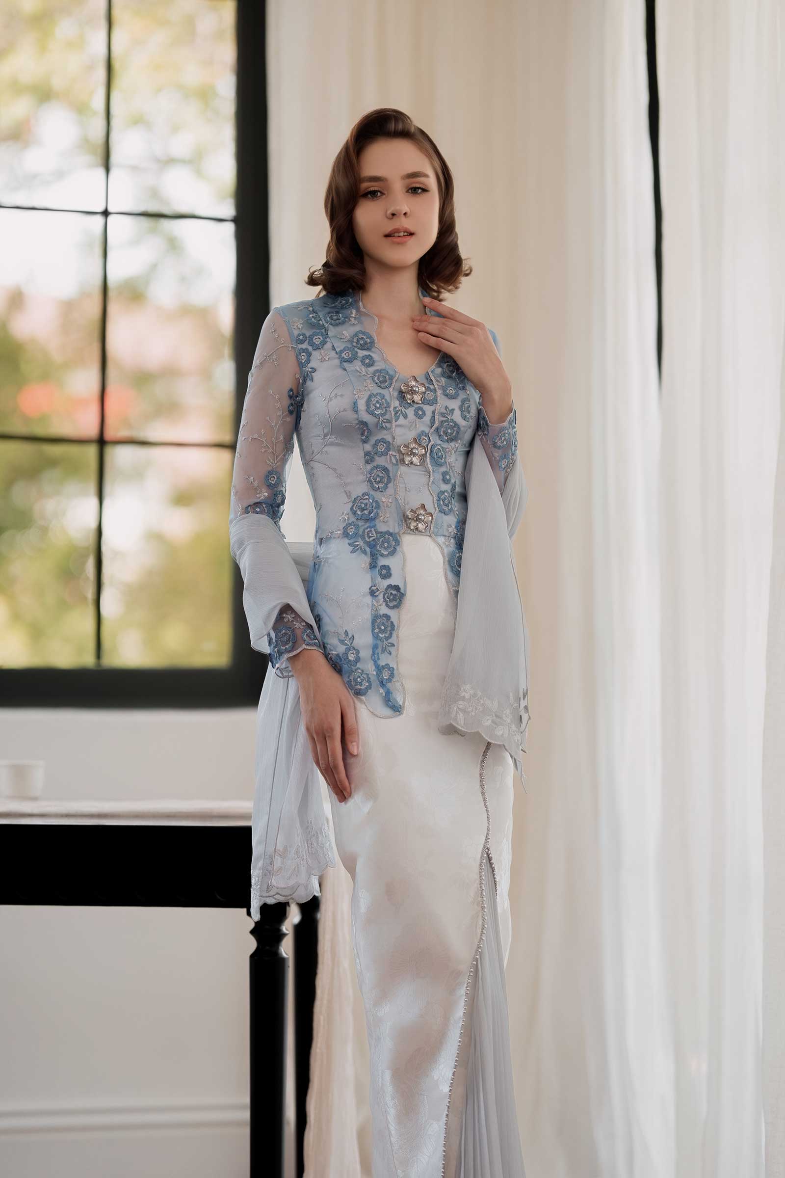 Mawar Kebaya Top (Blue)