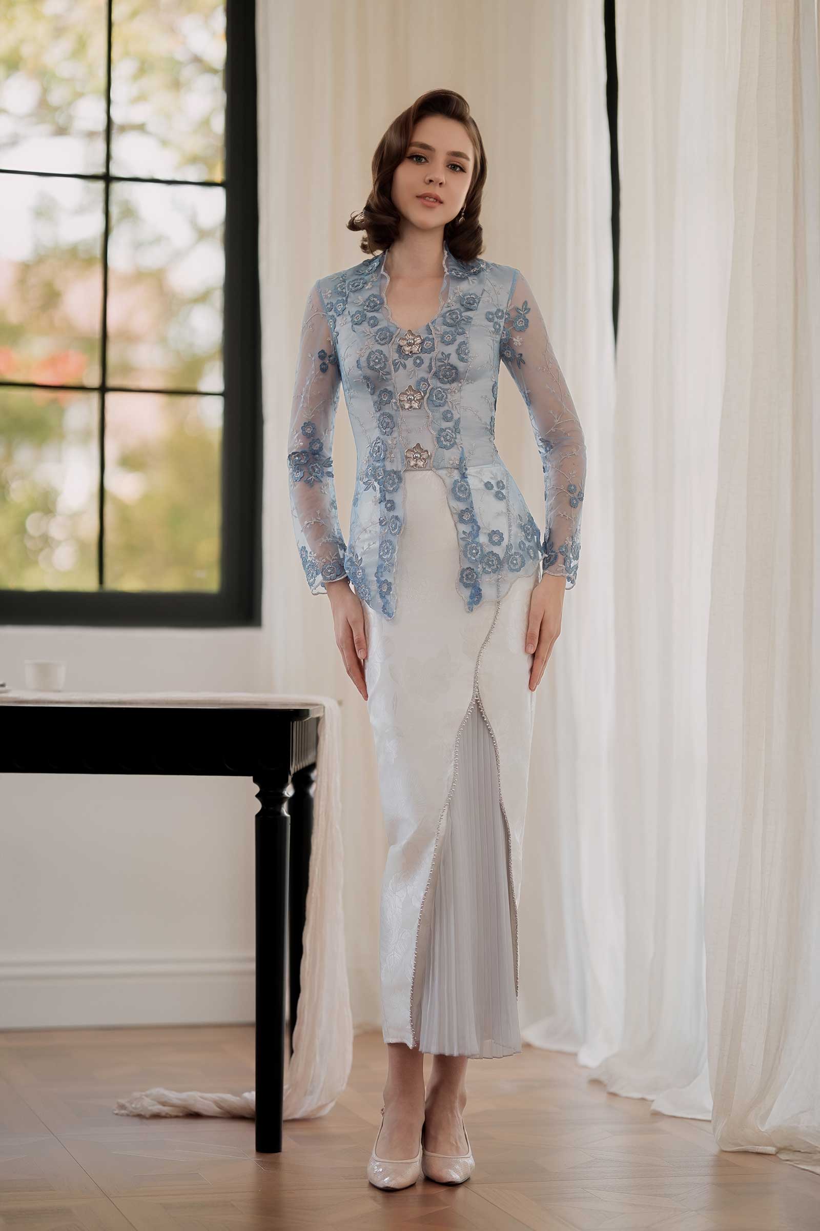 Mawar Kebaya Top (Blue)