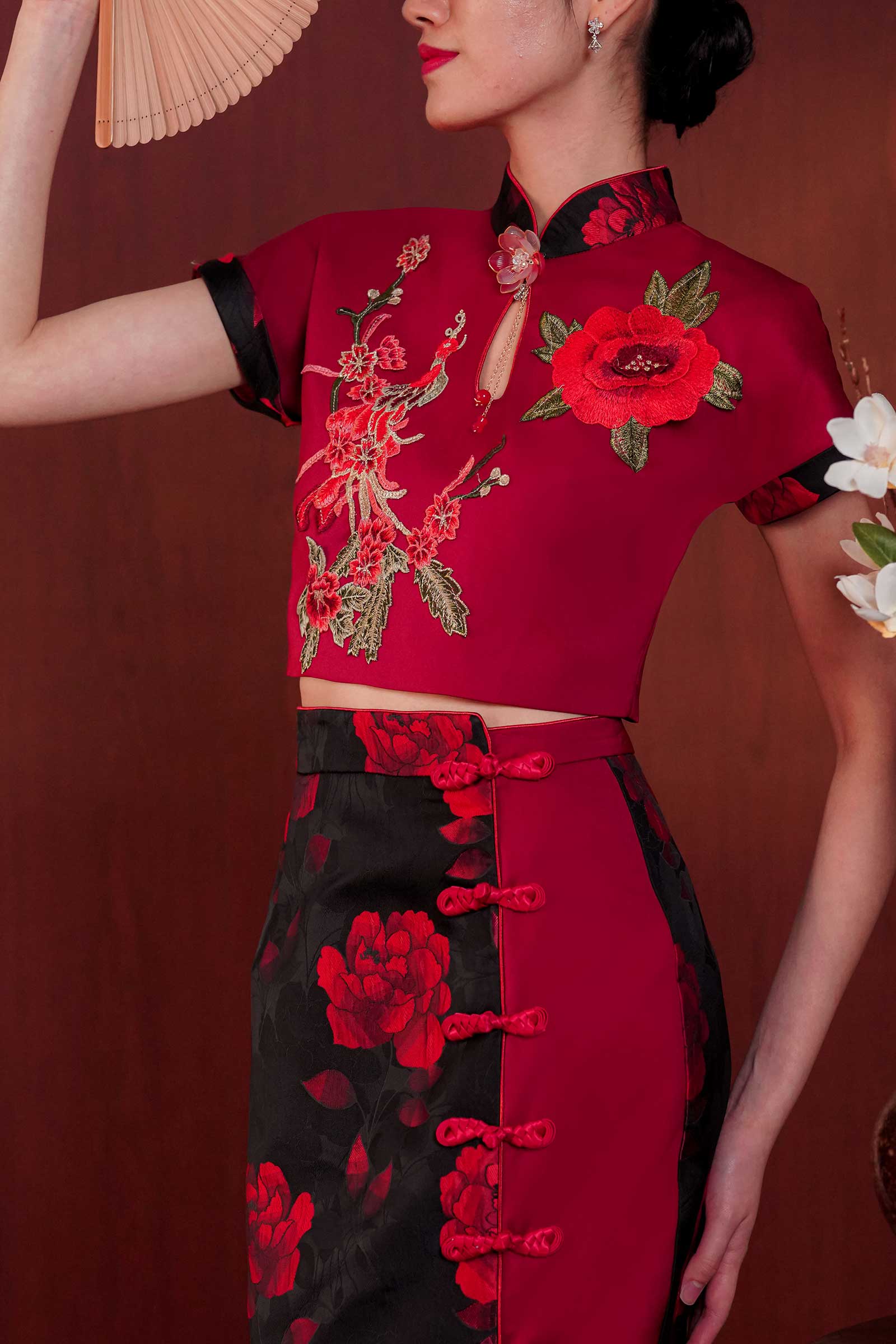 Ai Qipao Set (Maroon)