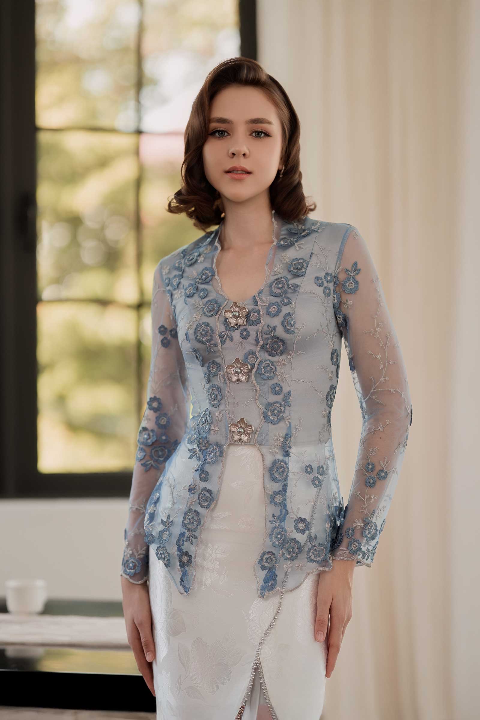 Mawar Kebaya Top (Blue)