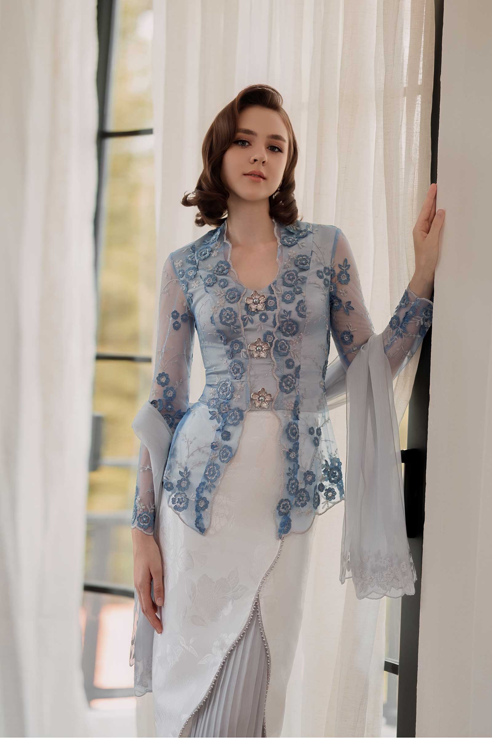 Mawar Kebaya Top (Blue)