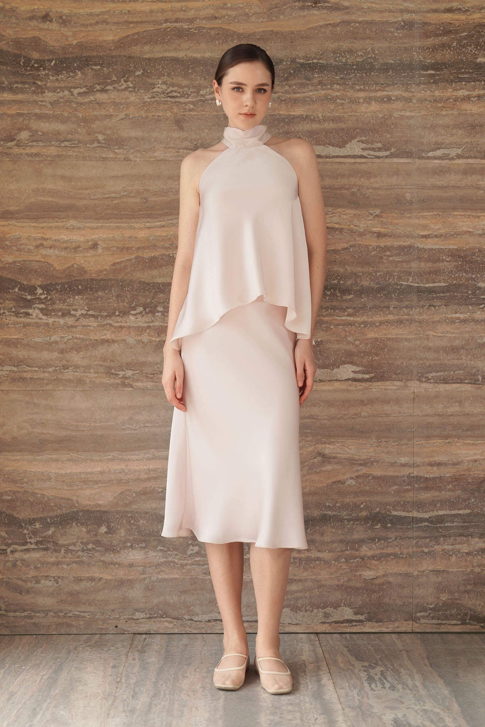 Evean Silk Satin Top (Champagne)