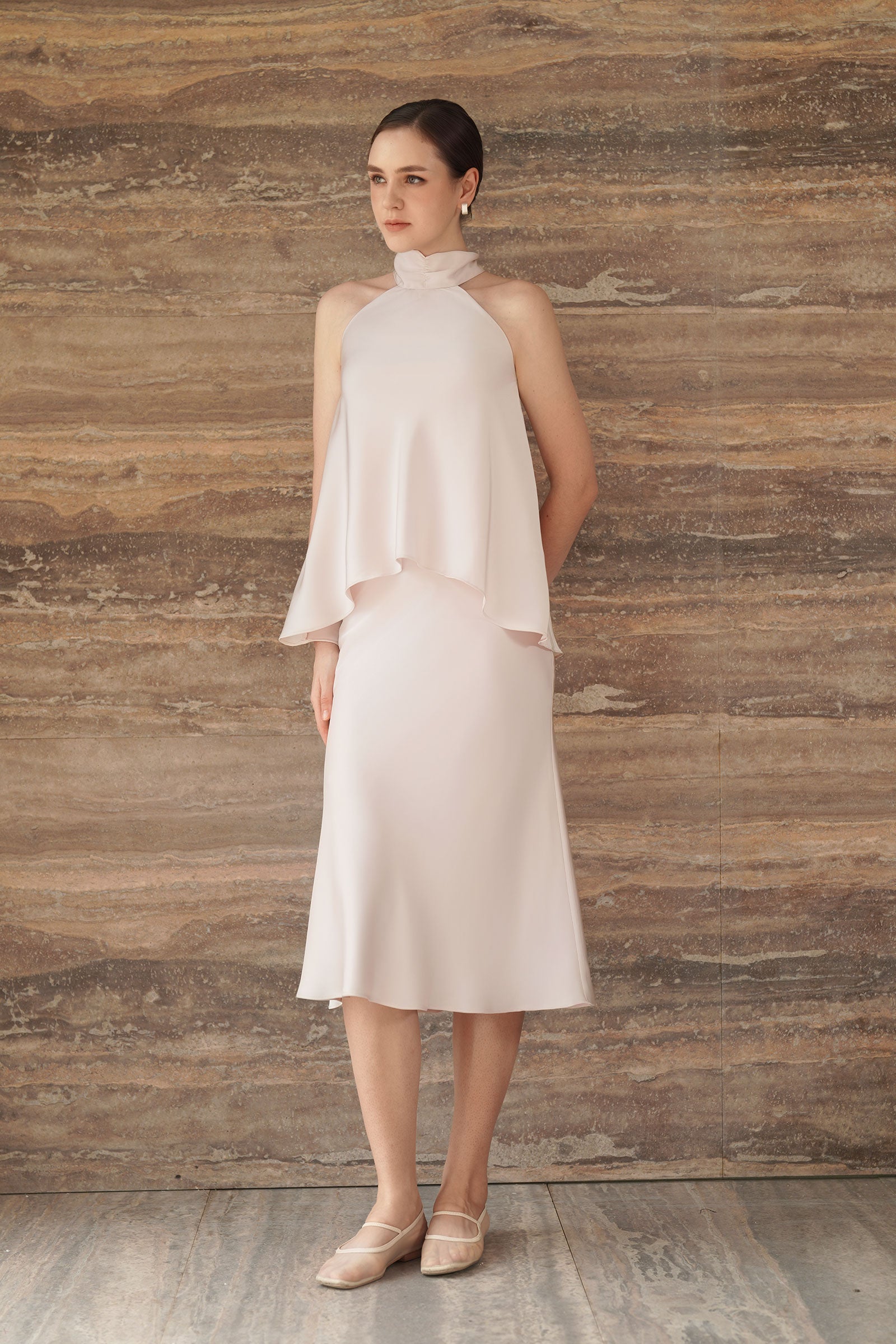 Evean Silk Satin Top (Champagne)
