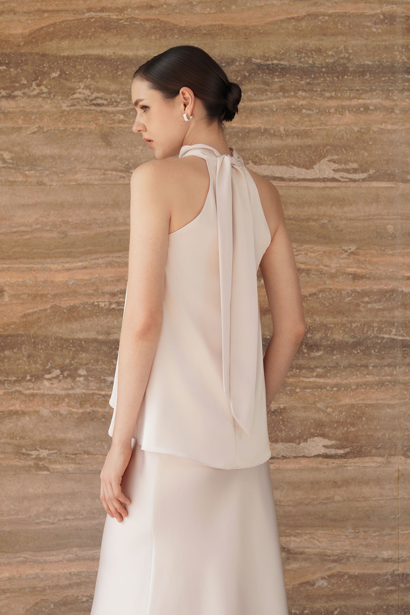 Evean Silk Satin Top (Champagne)