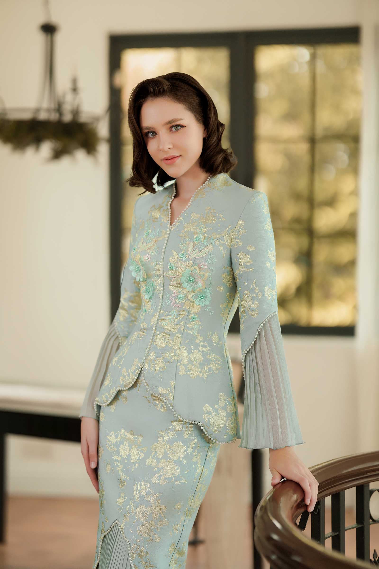 Rosabella Kebaya Set (Celadon Pearl)