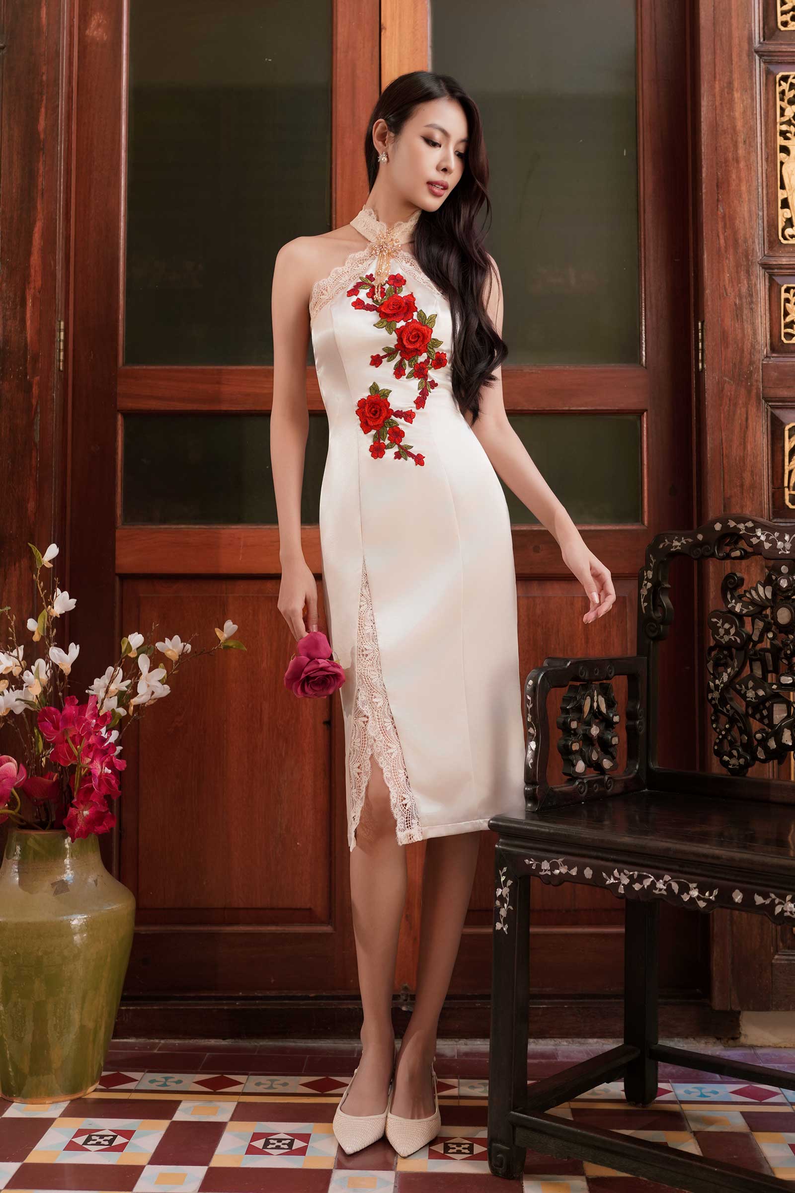Jin Yue Qipao Set (Champagne)