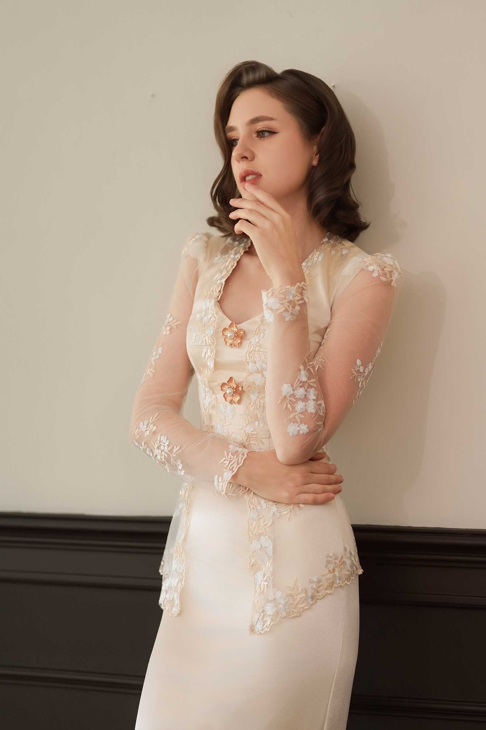 Seraya Kebaya Top (Champagne)