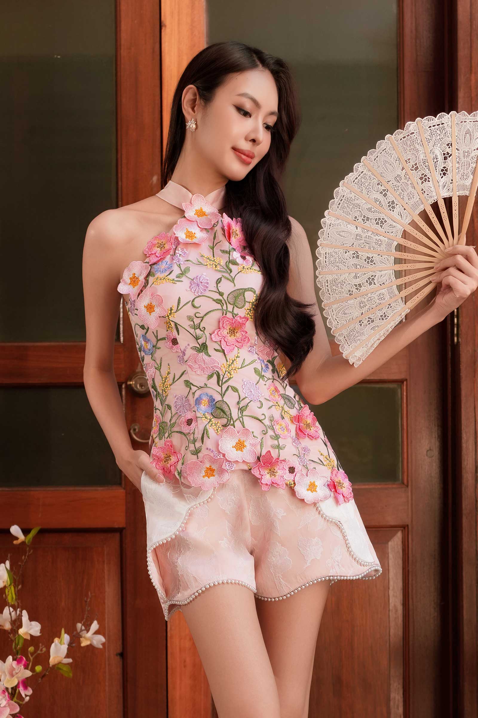 BACKORDER Alessia Qipao Top (Pink)