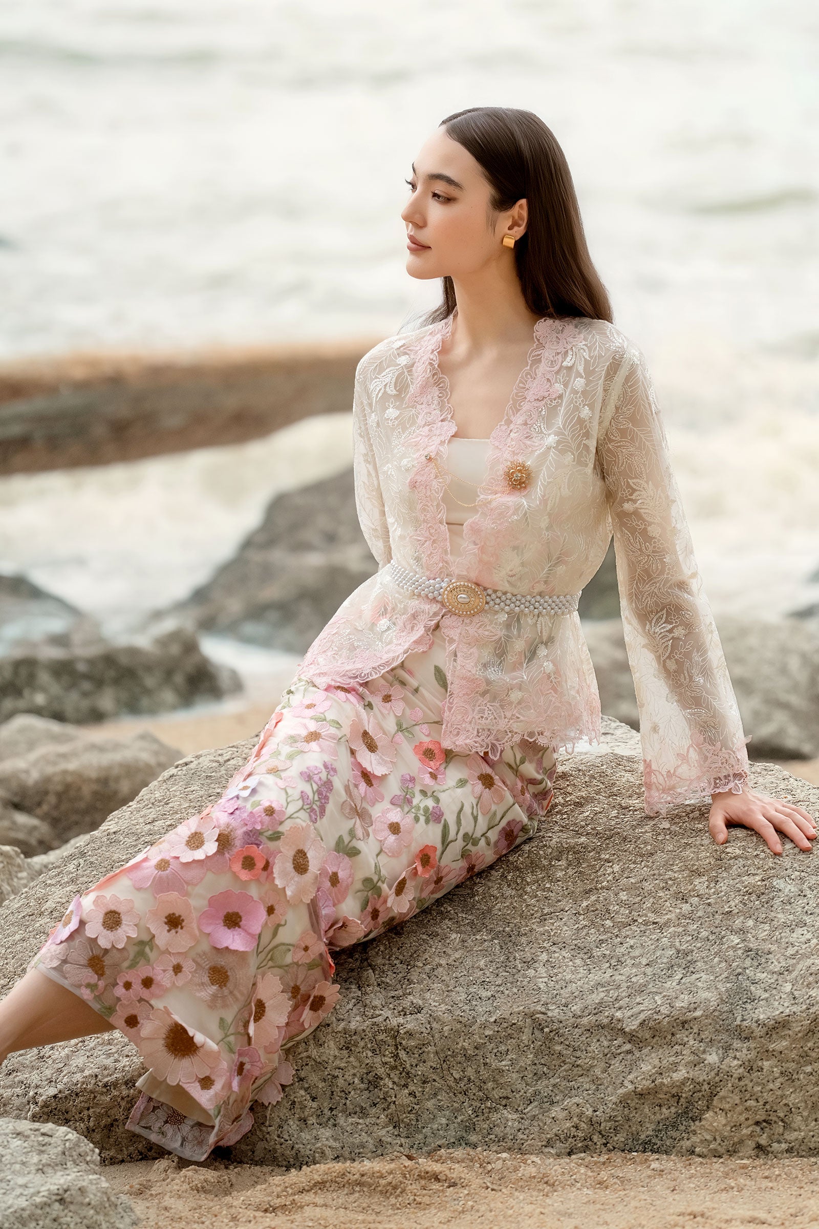 Roseraie Kebaya Top (Pink)
