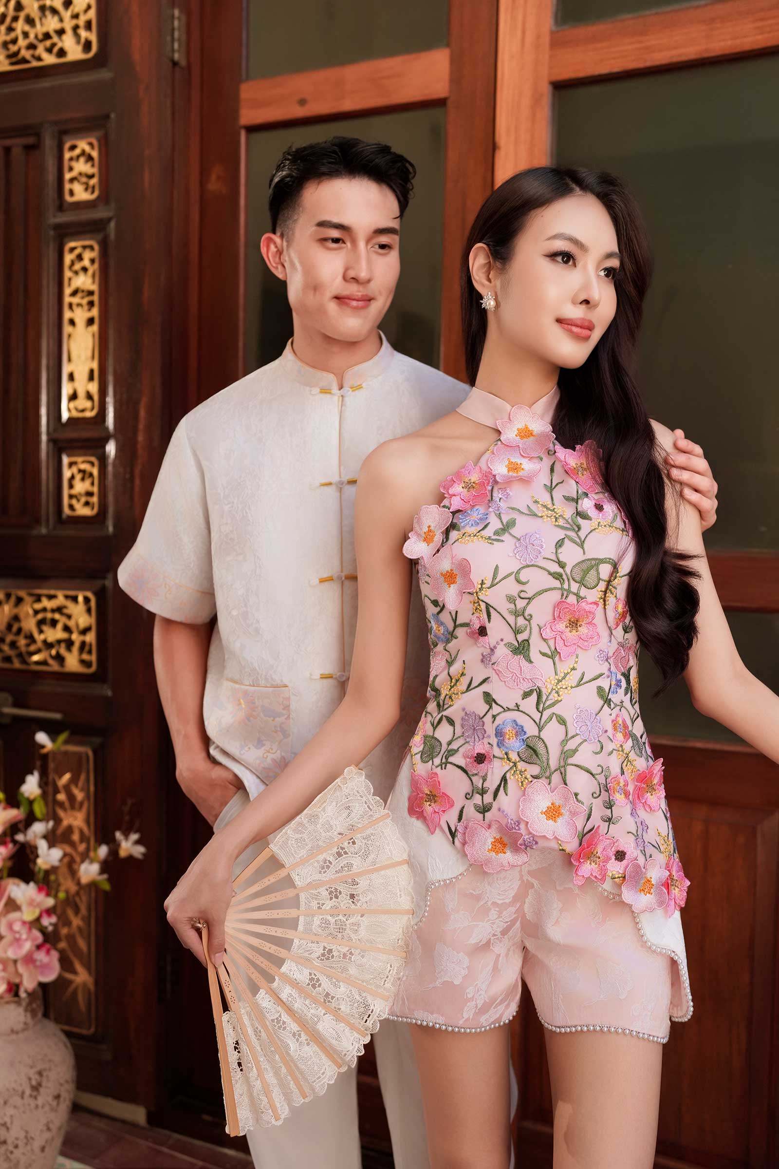 BACKORDER Alessia Qipao Top (Pink)