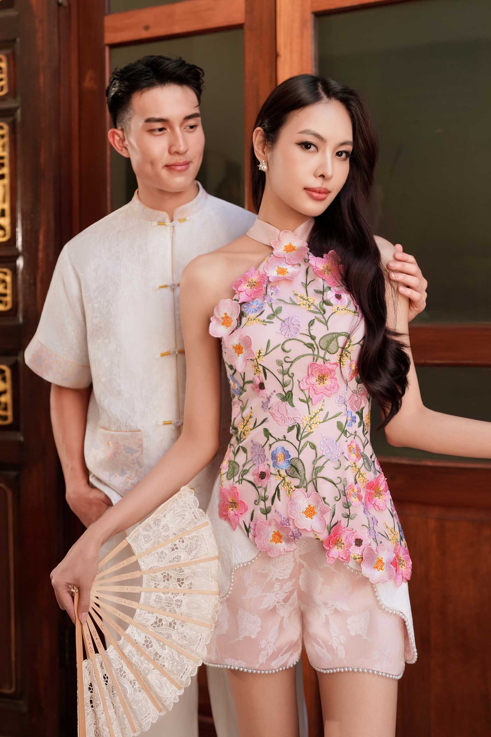 BACKORDER Alessia Qipao Top (Pink)