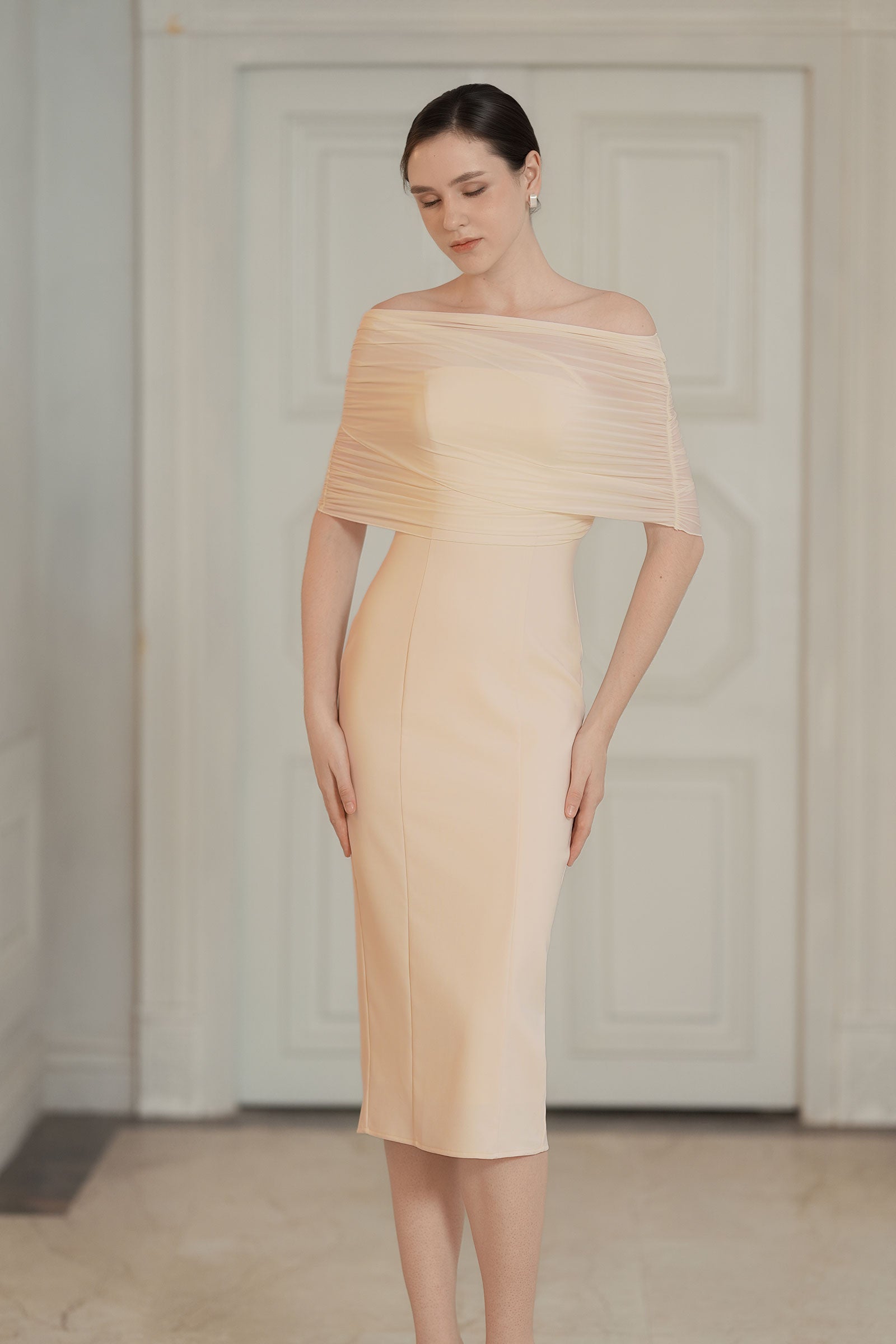 Lucienne Cape Dress (Cream)