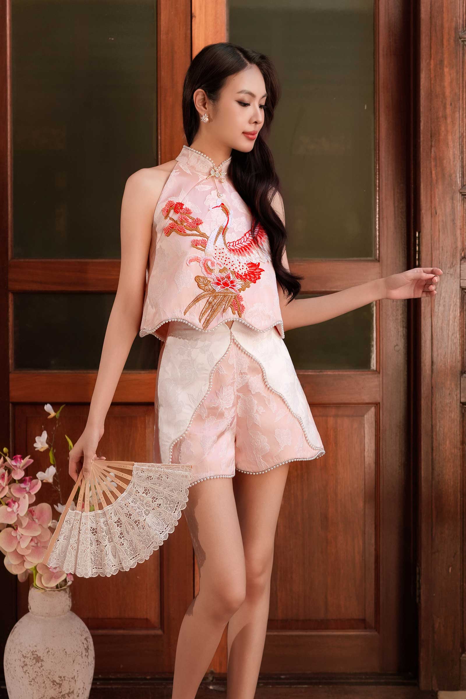BACKORDER Feng Ning Qipao Top (Pink)