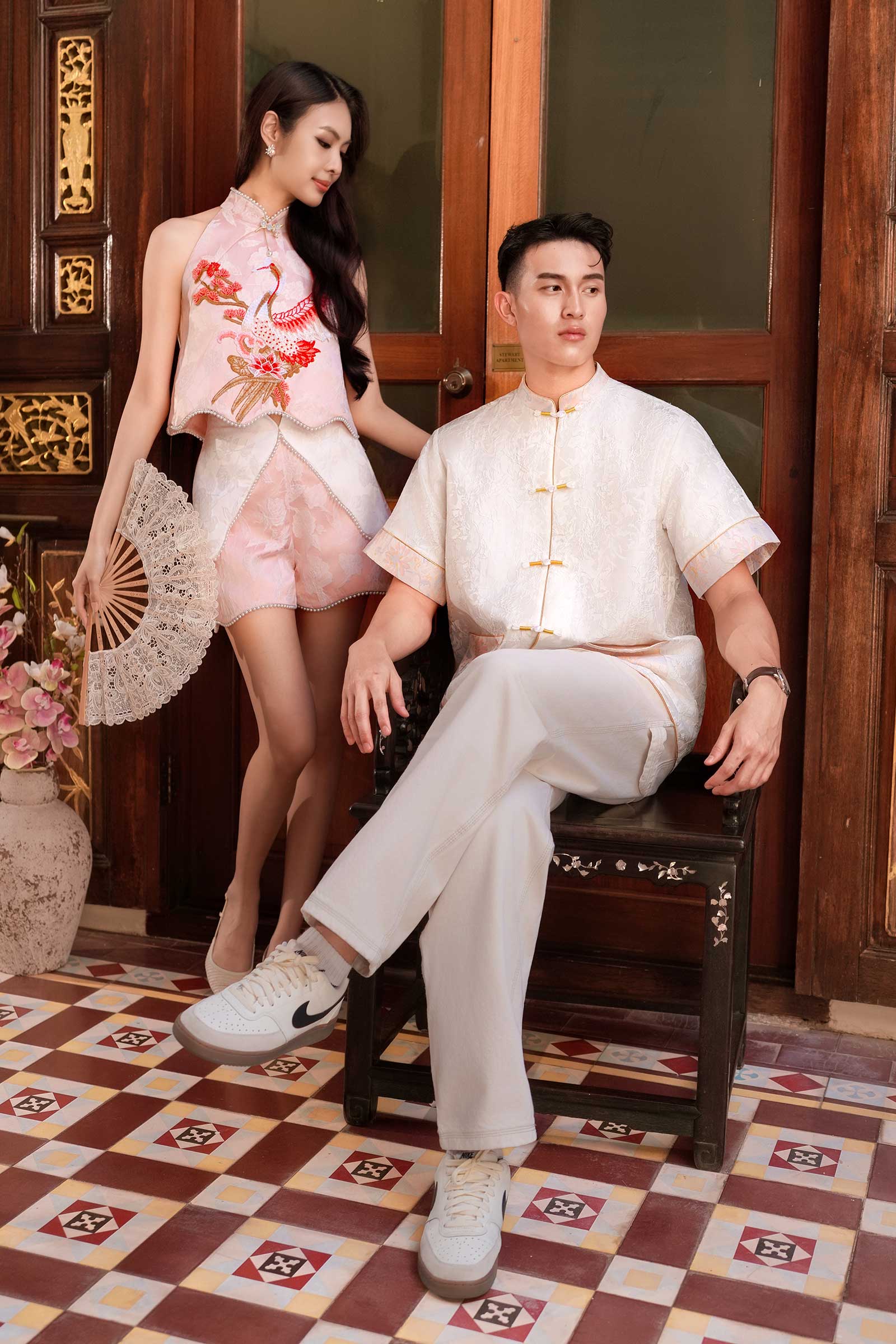 BACKORDER Feng Ning Qipao Top (Pink)