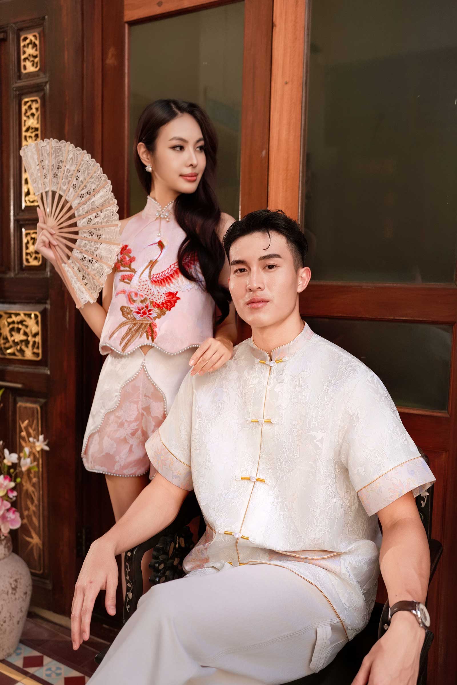 BACKORDER Feng Ning Qipao Top (Pink)