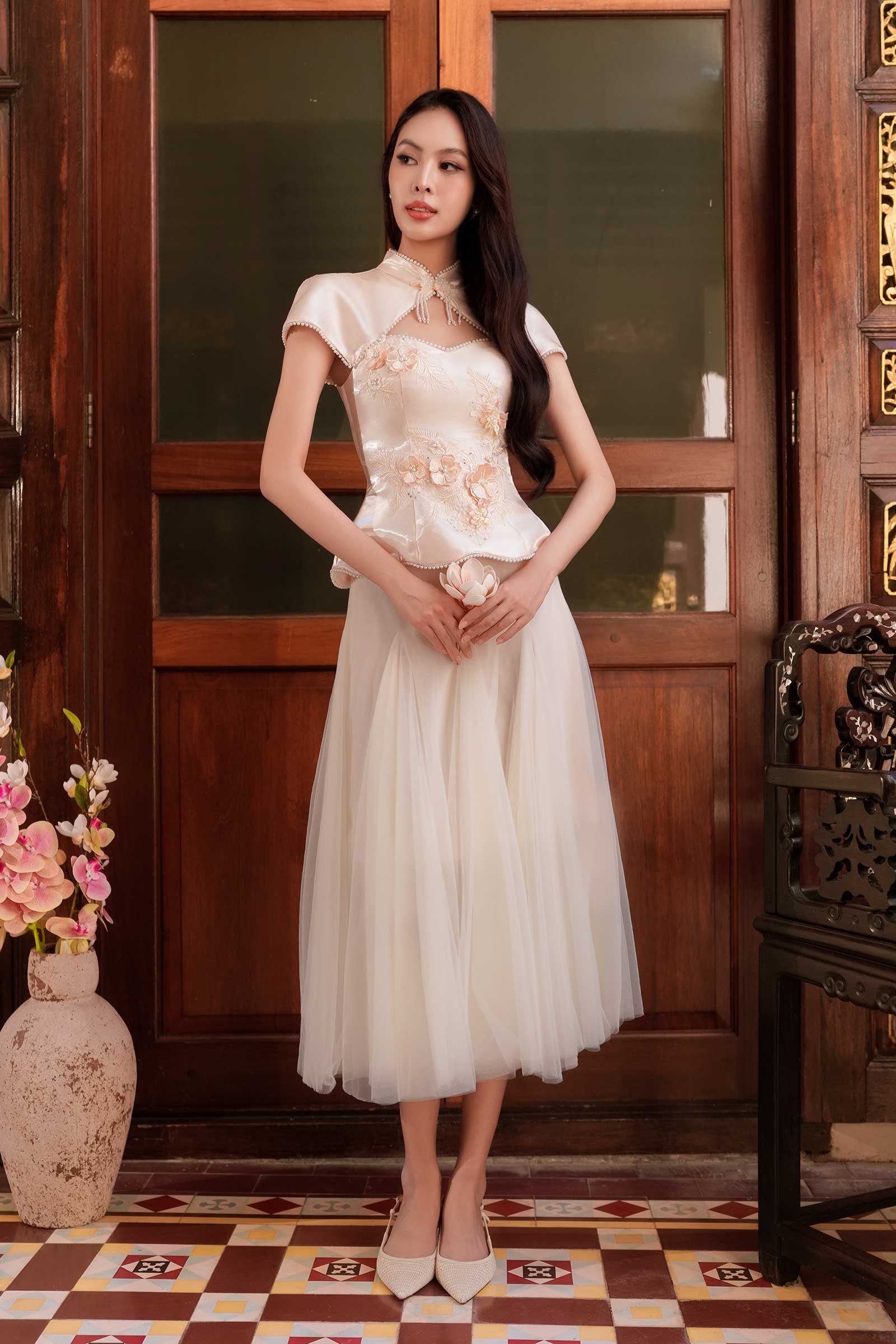 Harmonia Qipao Top (Champagne)