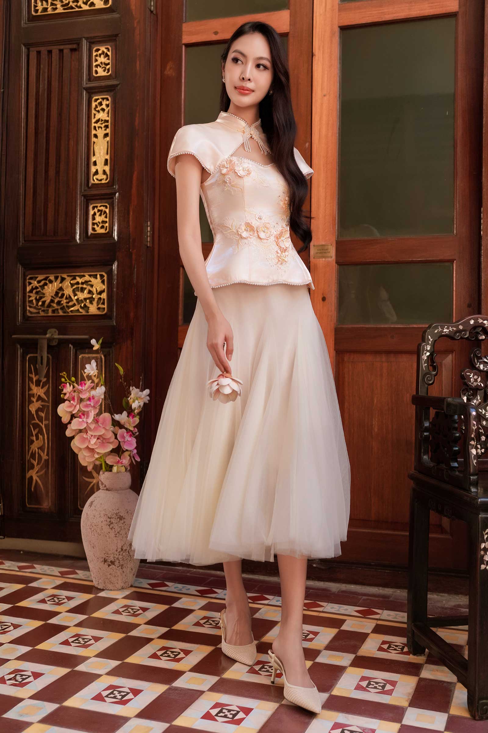Harmonia Qipao Top (Champagne)