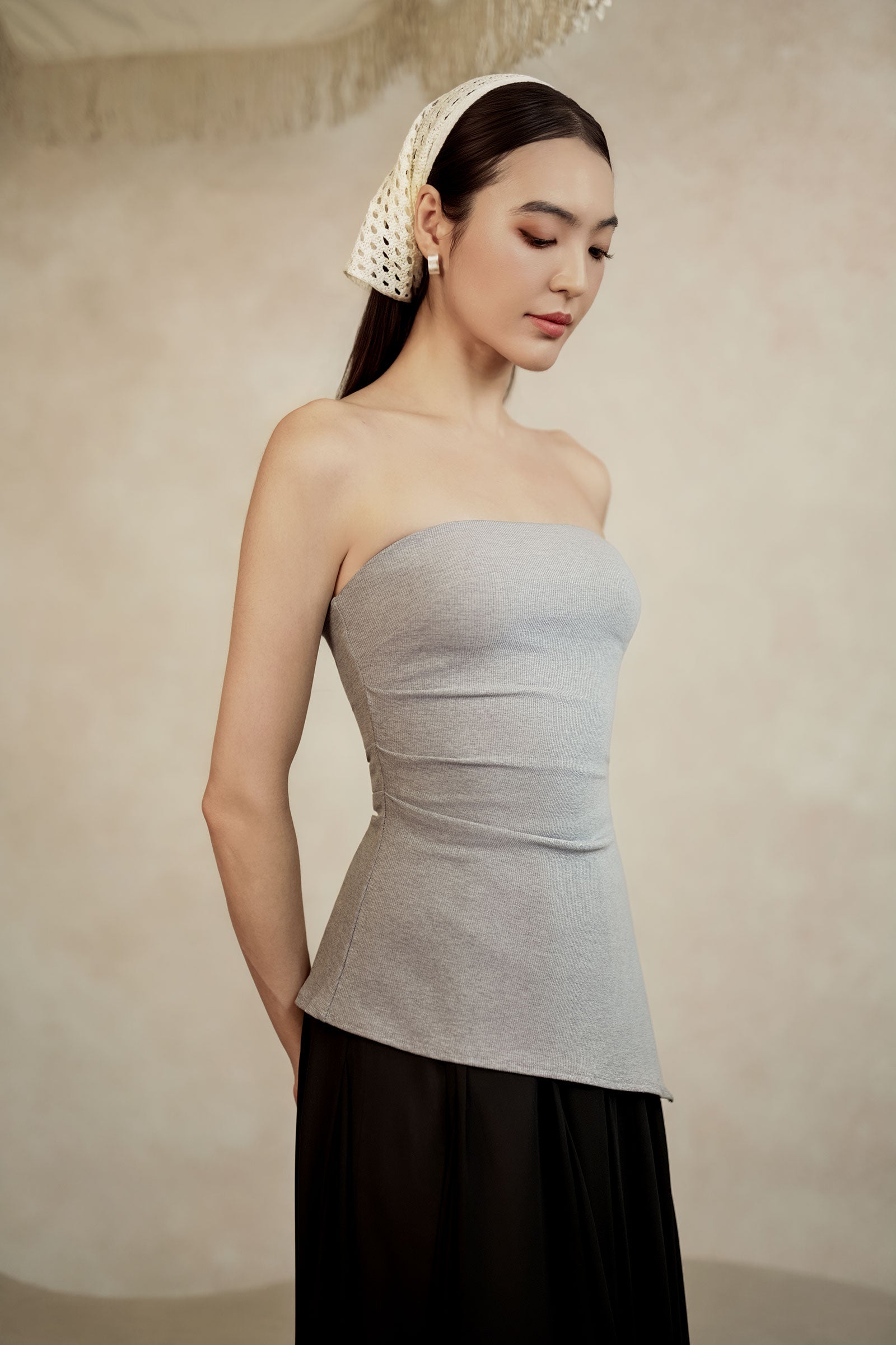 Lurelle Top With Scarf (Grey)