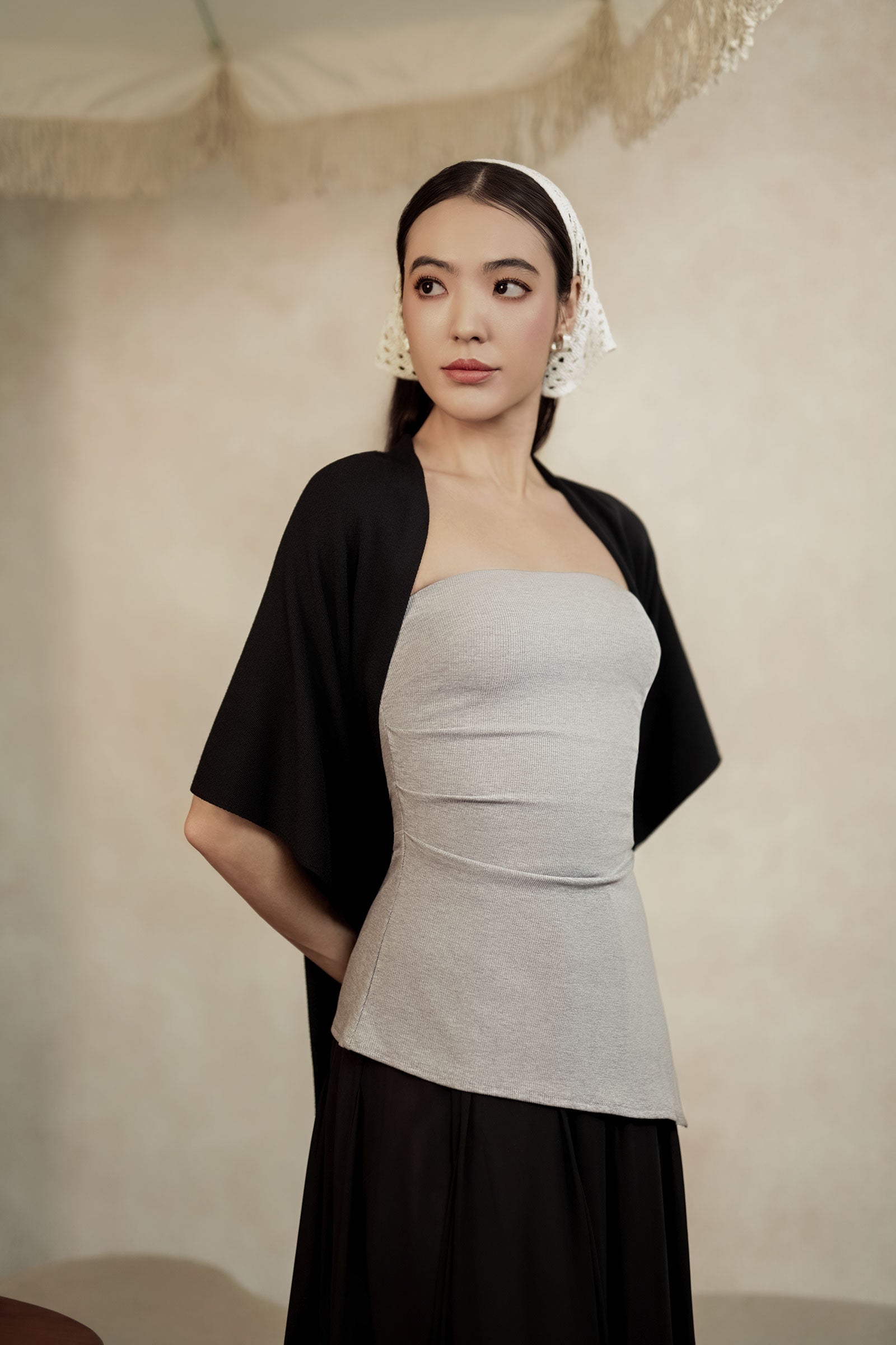 Lurelle Top With Scarf (Grey)