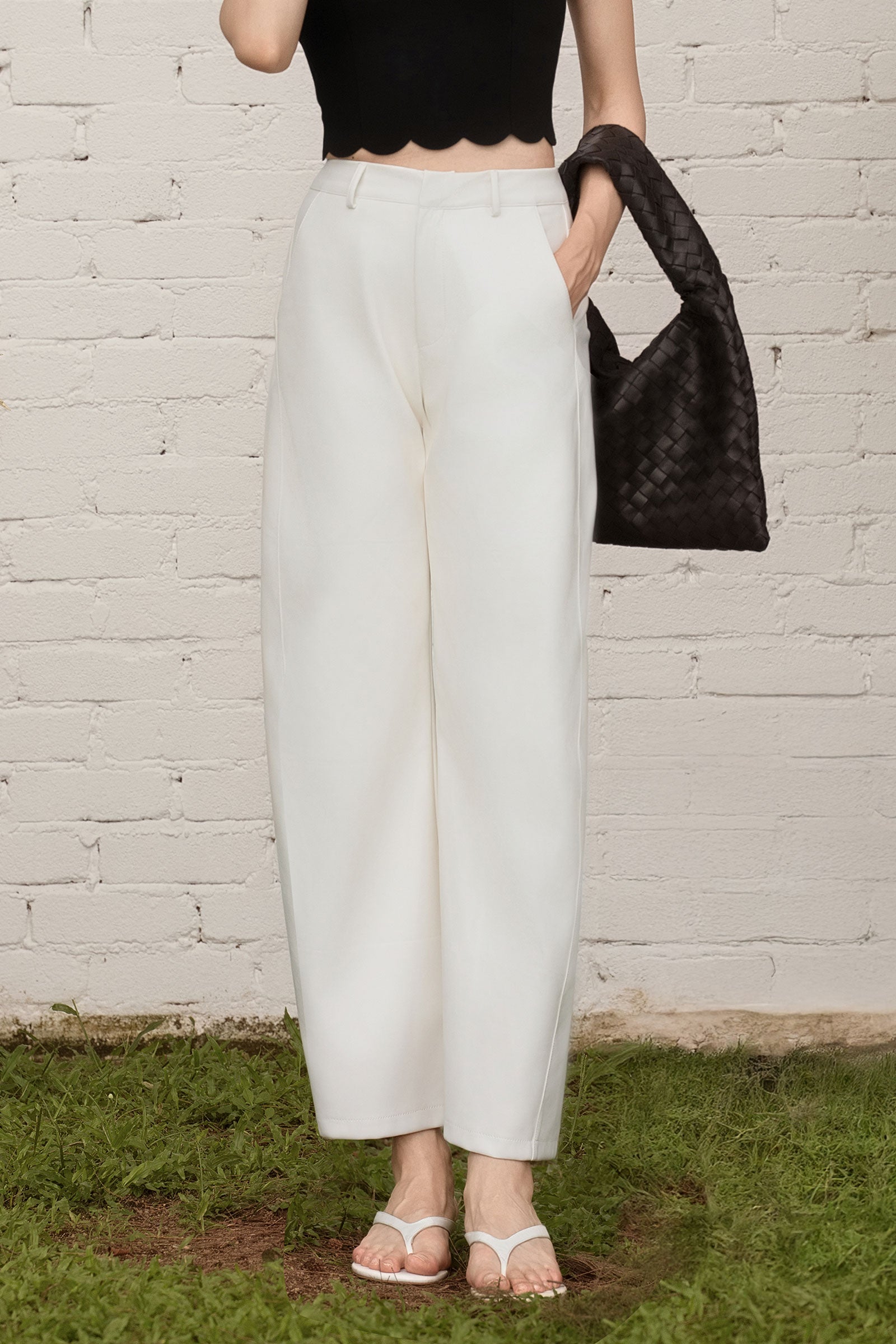 Aria Barrel Pants (White)