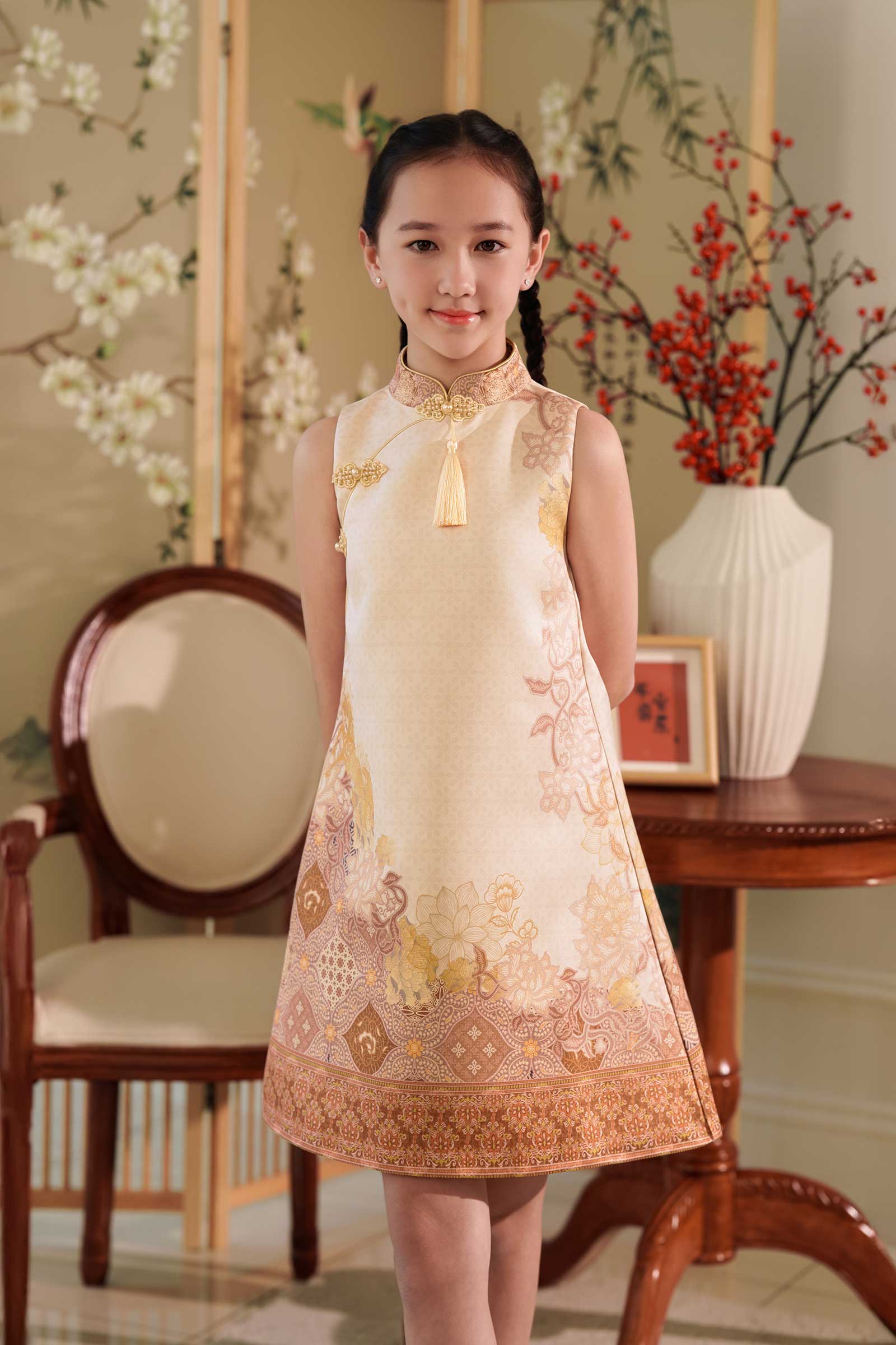 Ruiya Qipao Girls Dress (Gold)