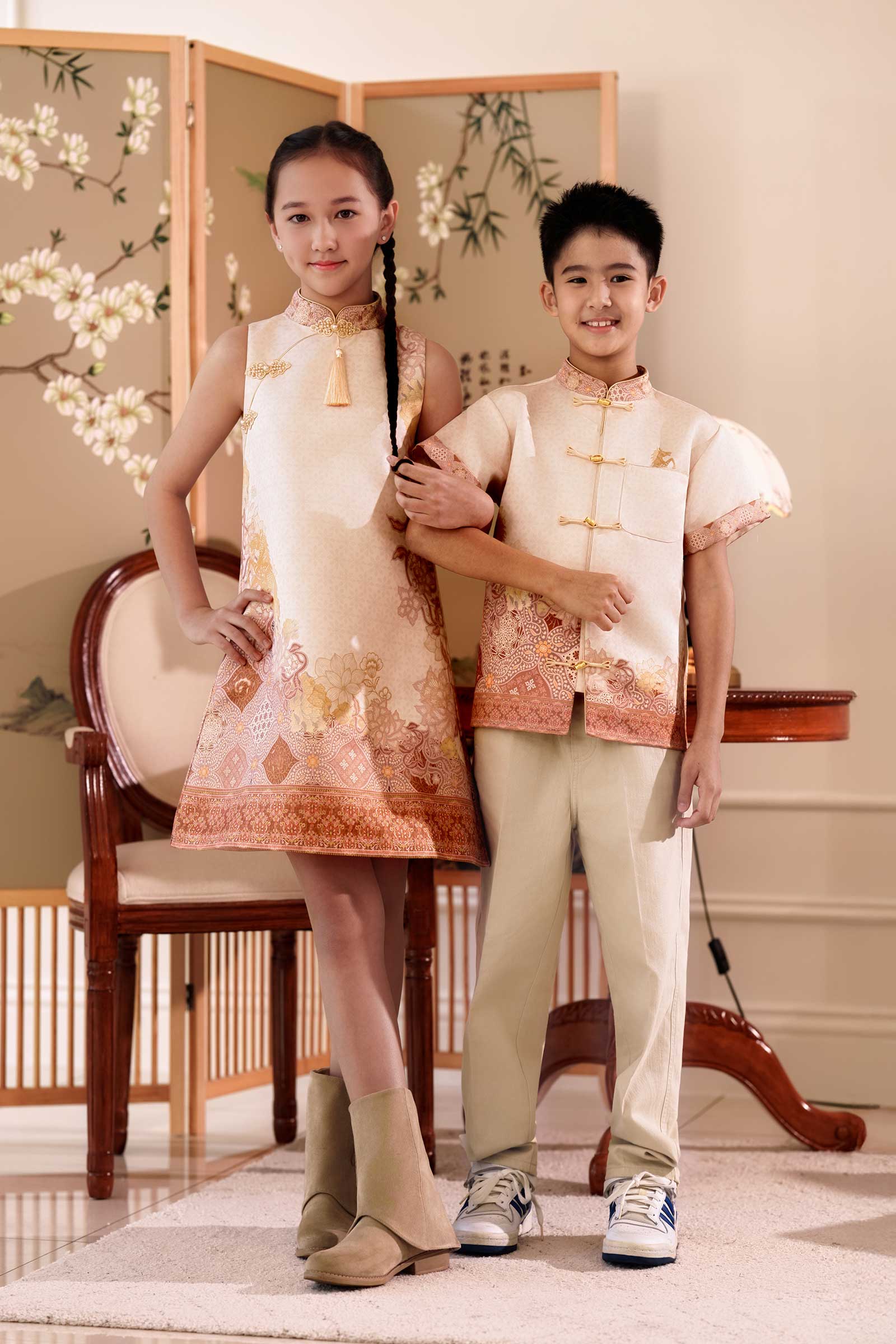 Ruiya Qipao Girls Dress (Gold)