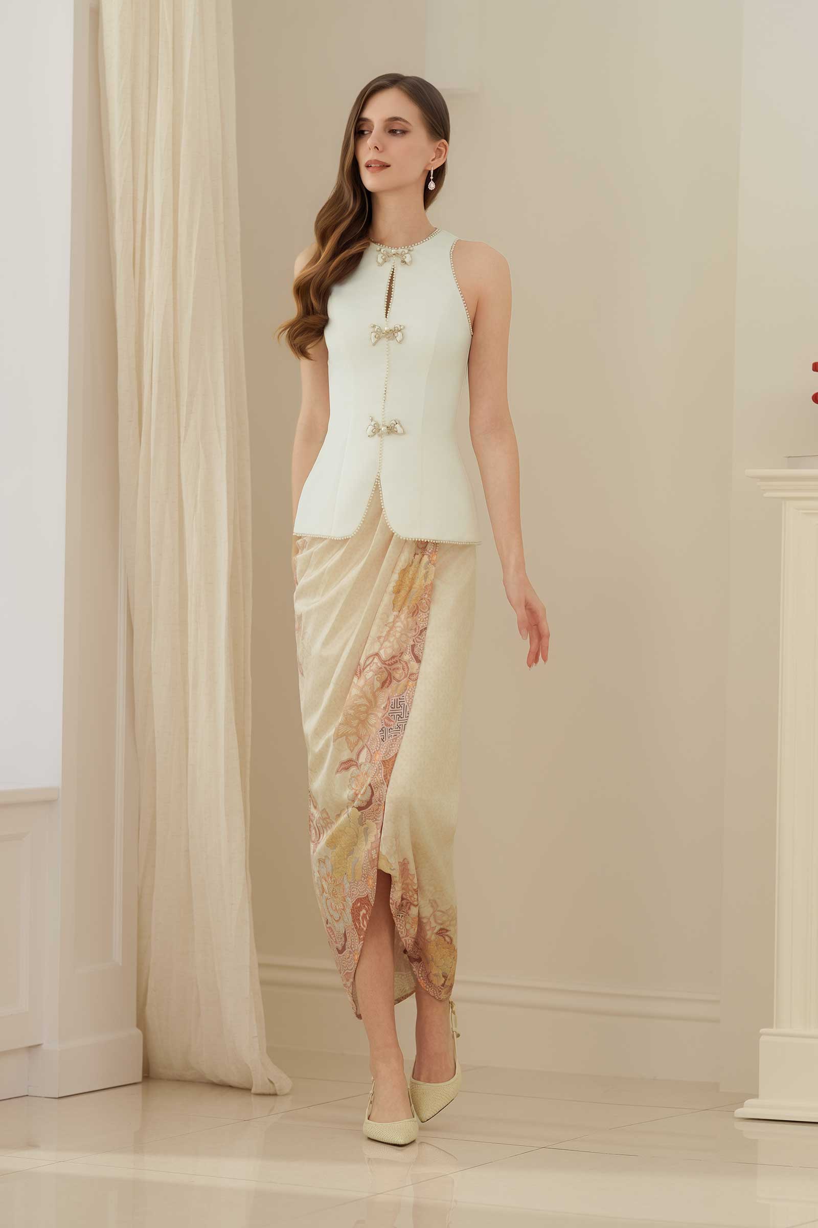 Ivy Qipao Top (White)