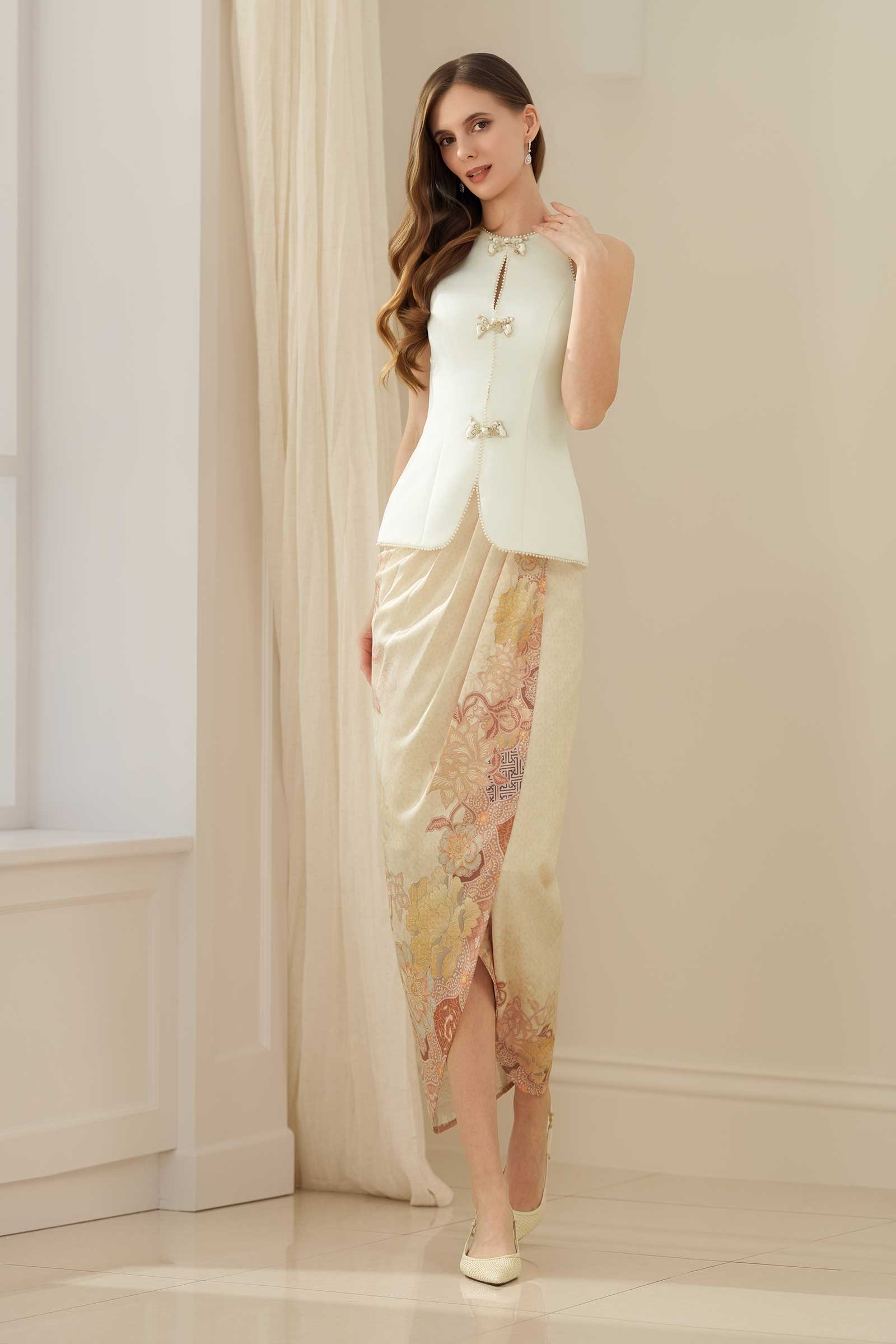 Ivy Qipao Top (White)