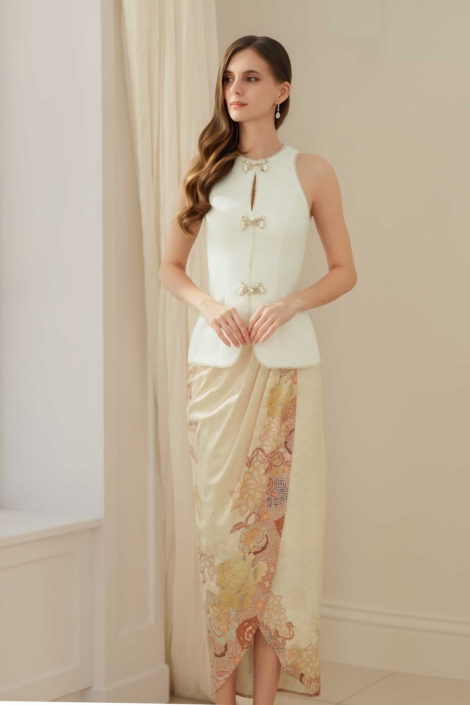 Ivy Qipao Top (White)