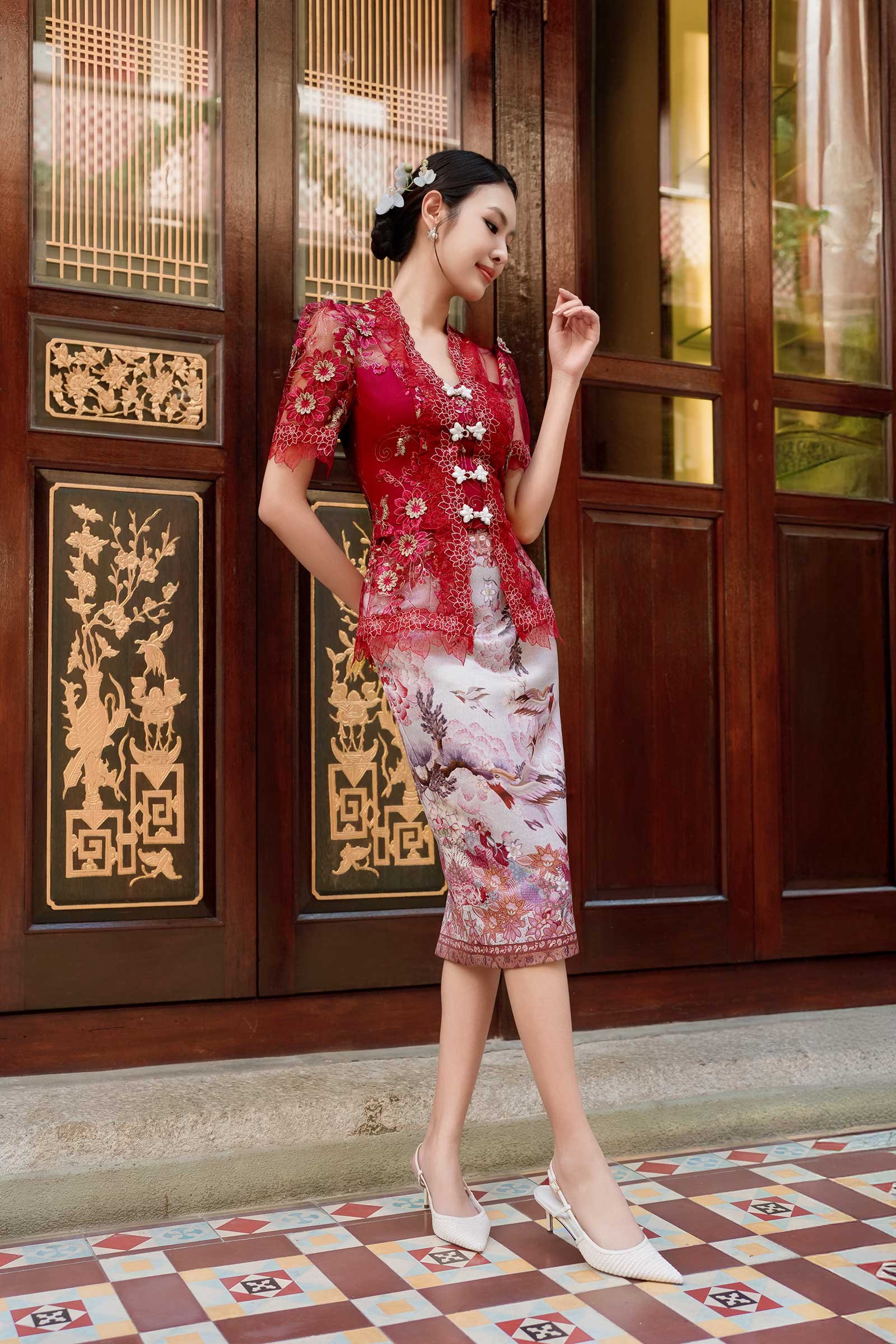 Paradis Kebaya Skirt (Red)