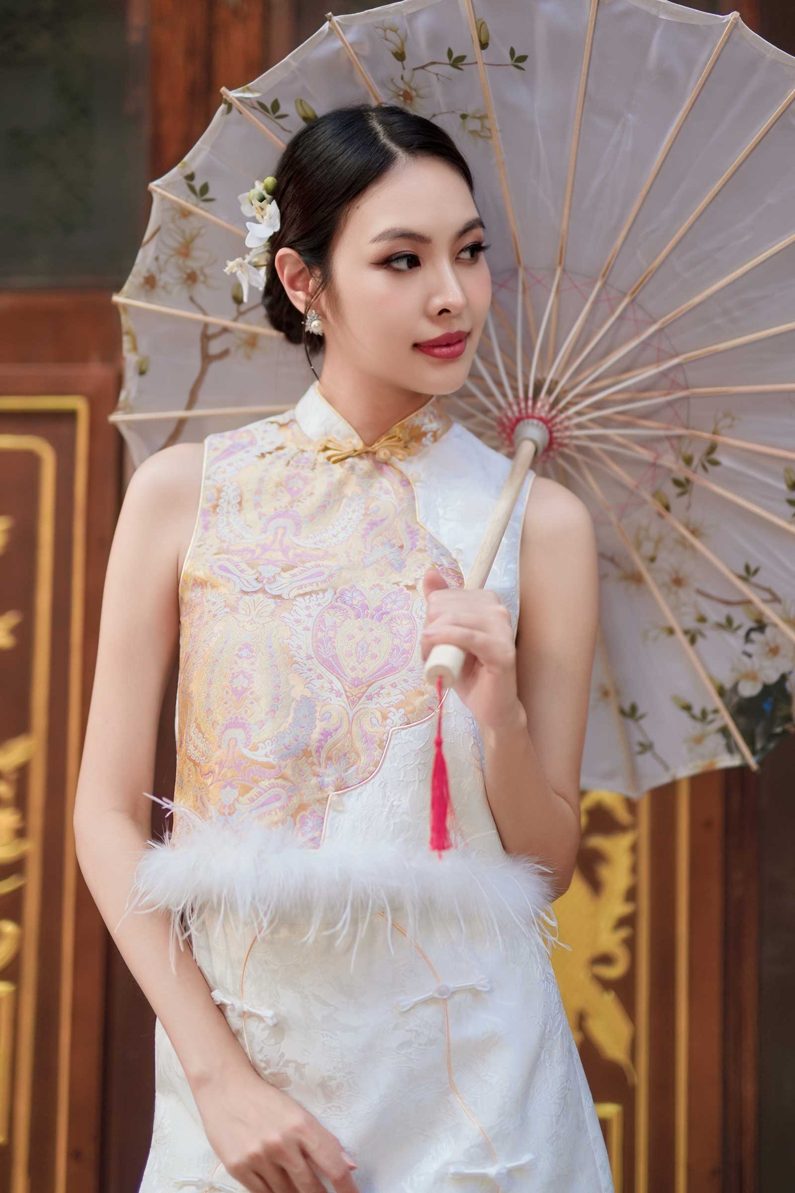 BACKORDER Isolde Qipao Top (Gold Light)