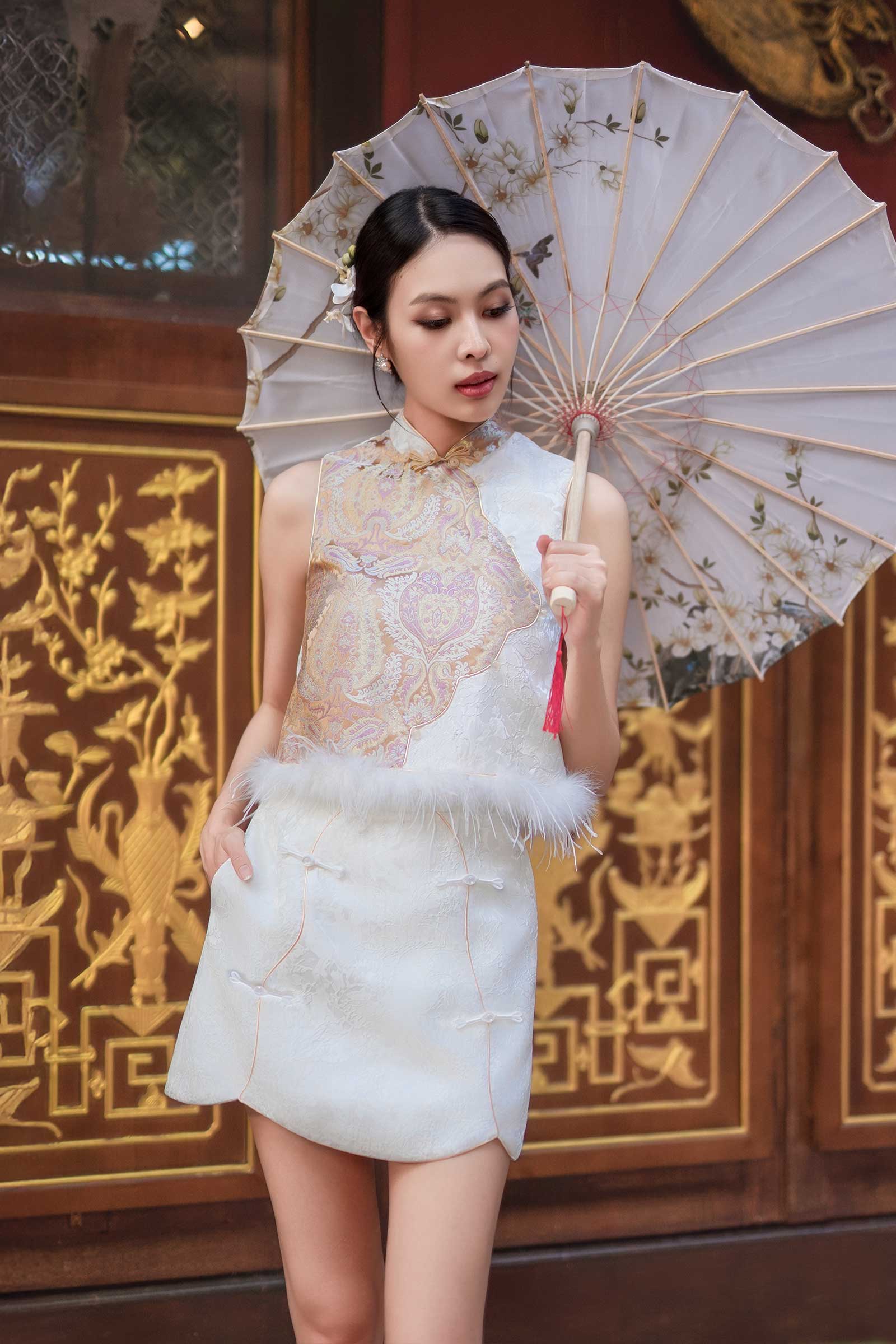 BACKORDER Isolde Qipao Top (Gold Light)